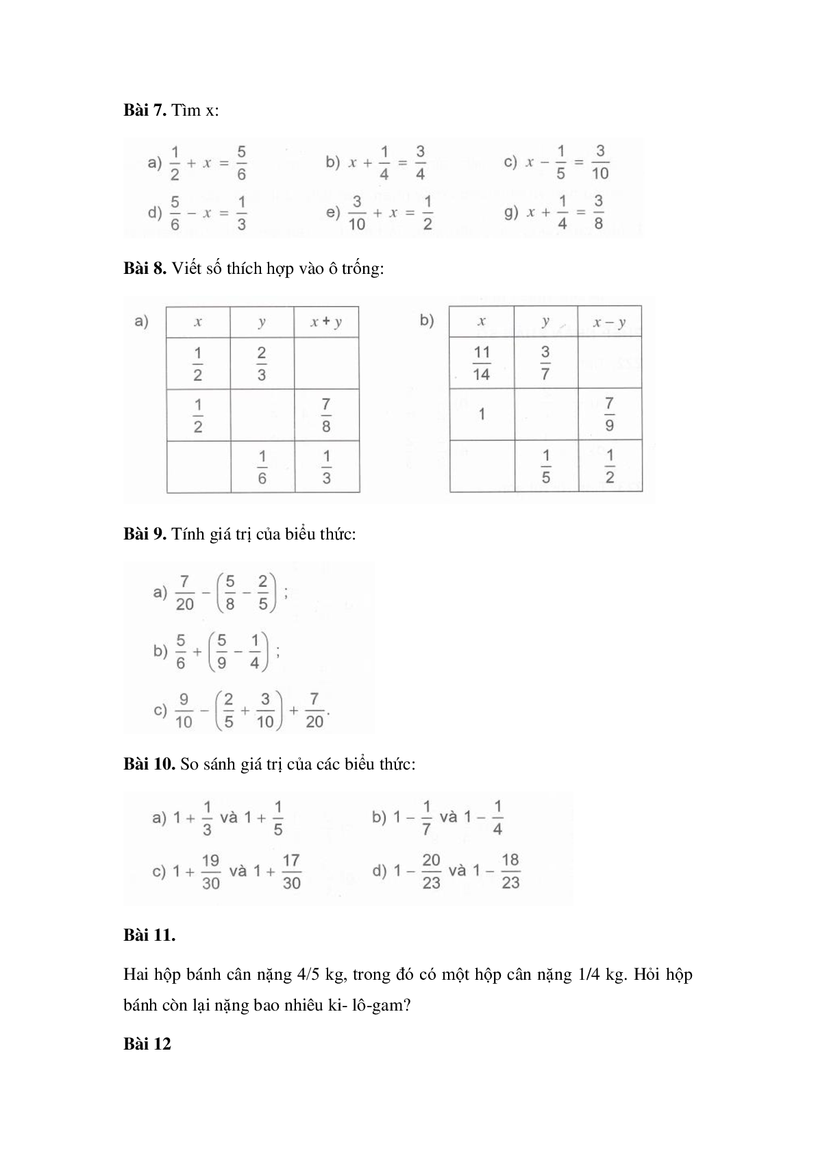 60 Bài tập về Phép trừ phân số (có đáp án năm 2024) - Toán lớp 4 (trang 2)