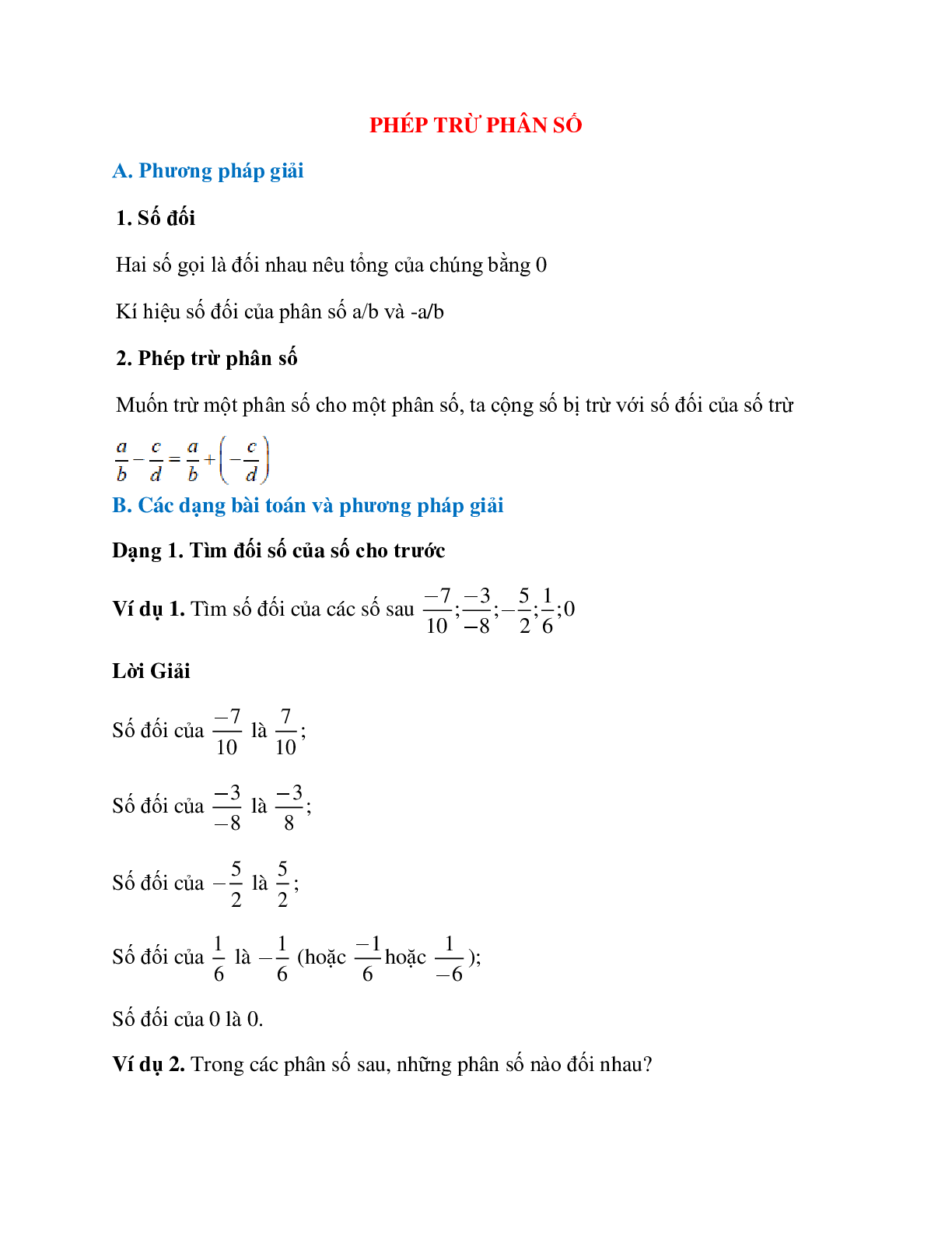 60 Bài tập về Phép trừ phân số (có đáp án năm 2024) - Toán lớp 4 (trang 7)