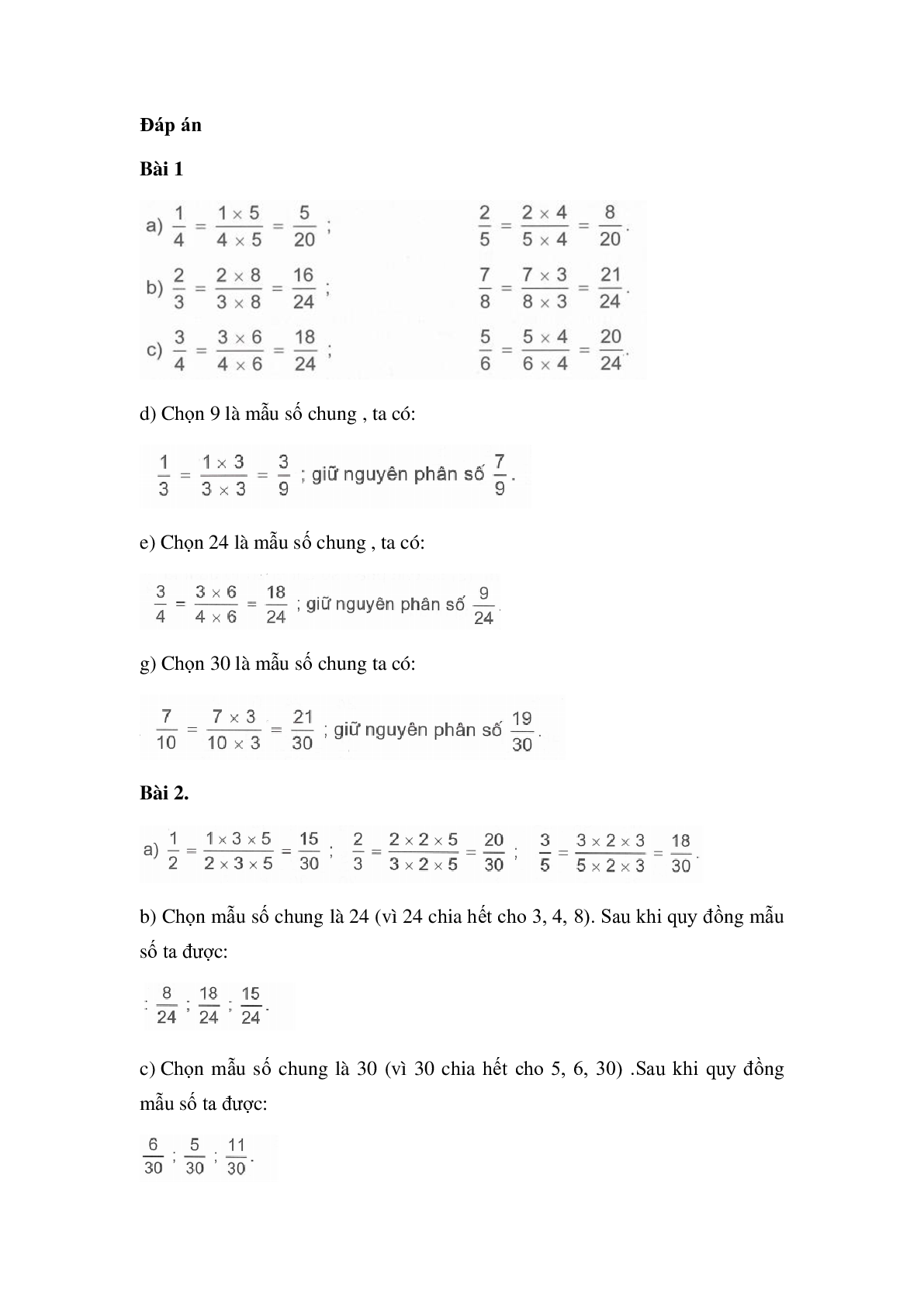 60 Bài tập về Quy đồng mẫu số các phân số (có đáp án năm 2024) - Toán lớp 4 (trang 2)