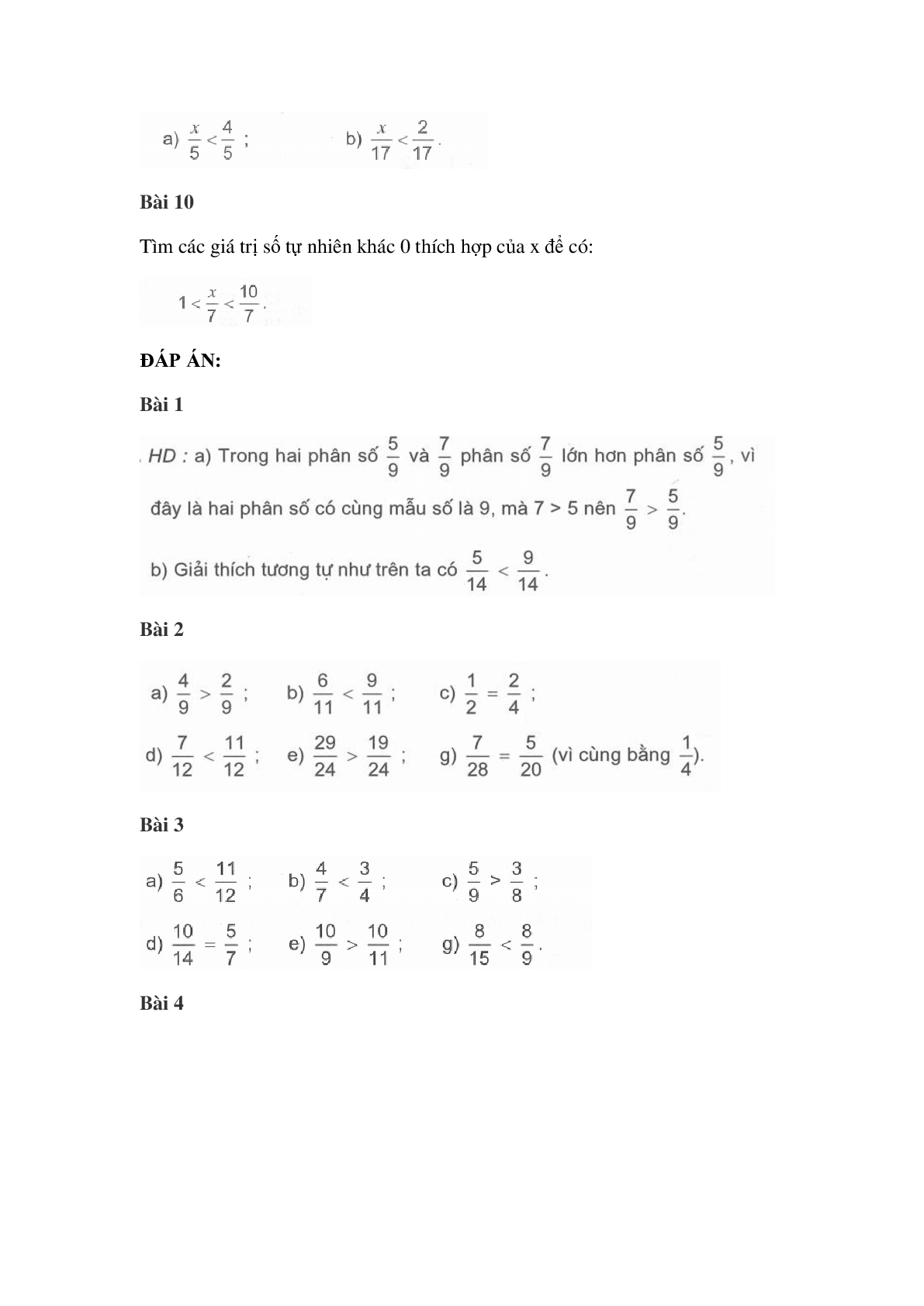 60 Bài tập về So sánh hai phân số cùng mẫu số (có đáp án năm 2024) - Toán lớp 4 (trang 3)