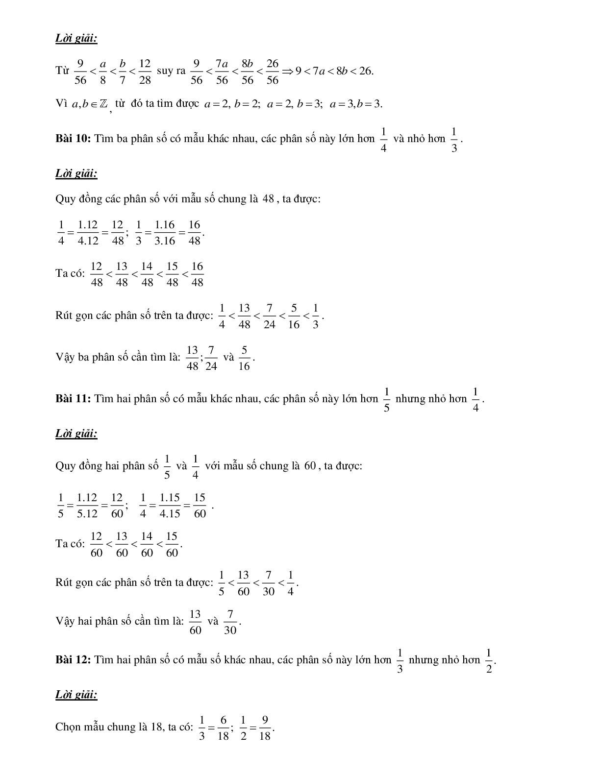 60 Bài tập về So sánh hai phân số khác mẫu số (có đáp án năm 2024) - Toán lớp 4 (trang 6)