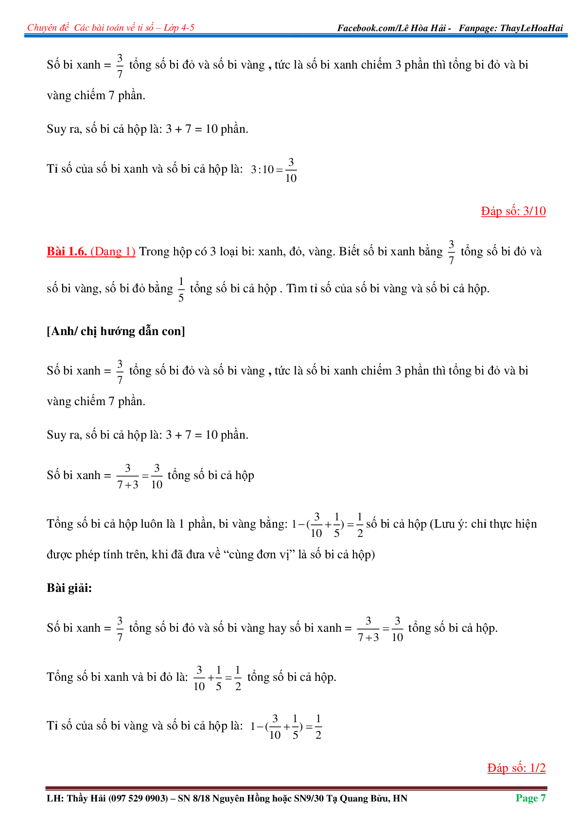 50 Bài tập về Giới thiệu tỉ số (có đáp án năm 2024) - Toán lớp 4 (trang 7)