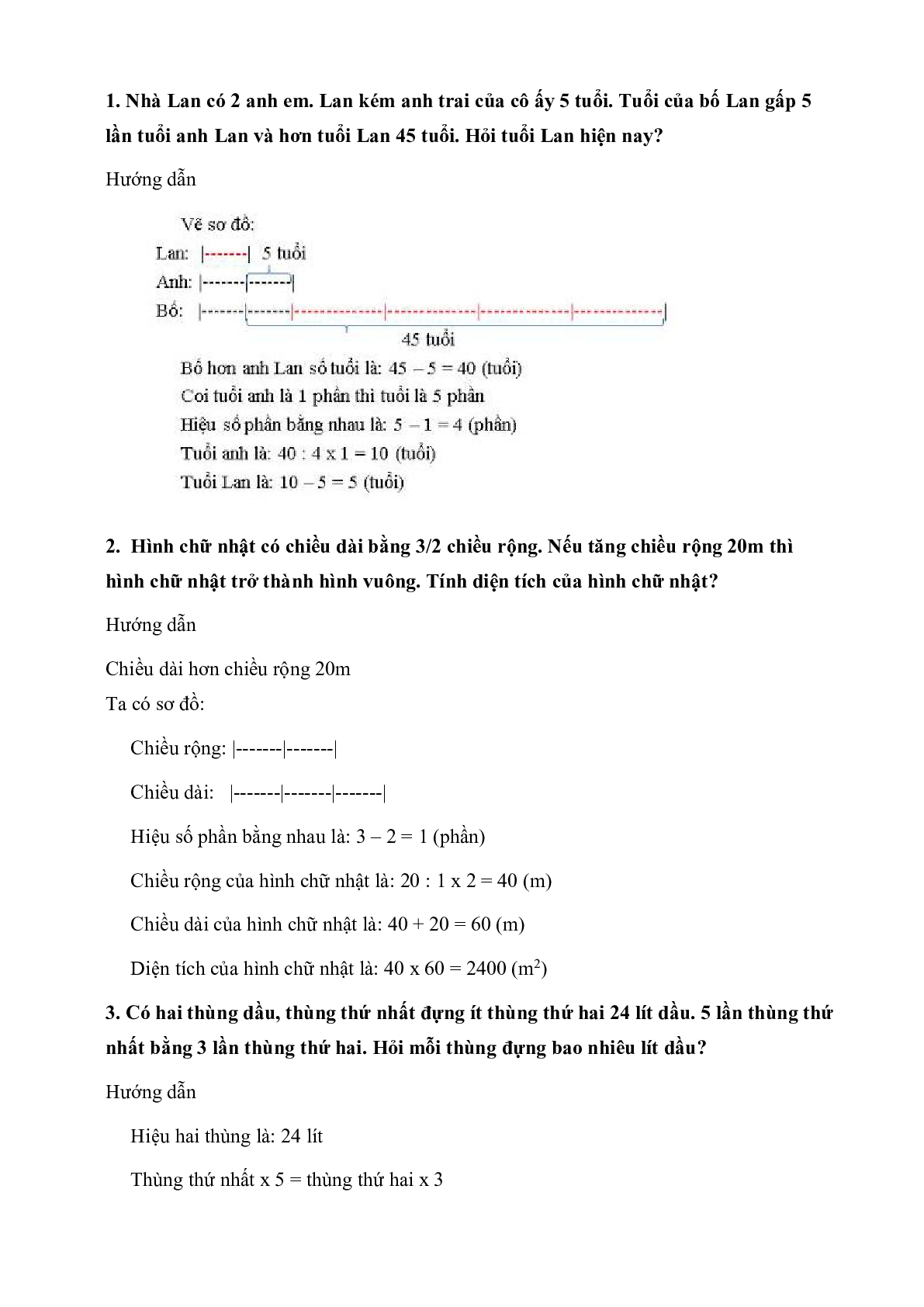 60 Bài tập về Tìm hai số khi biết hiệu và tí số của hai số đó (có đáp án năm 2024) - Toán lớp 4 (trang 4)