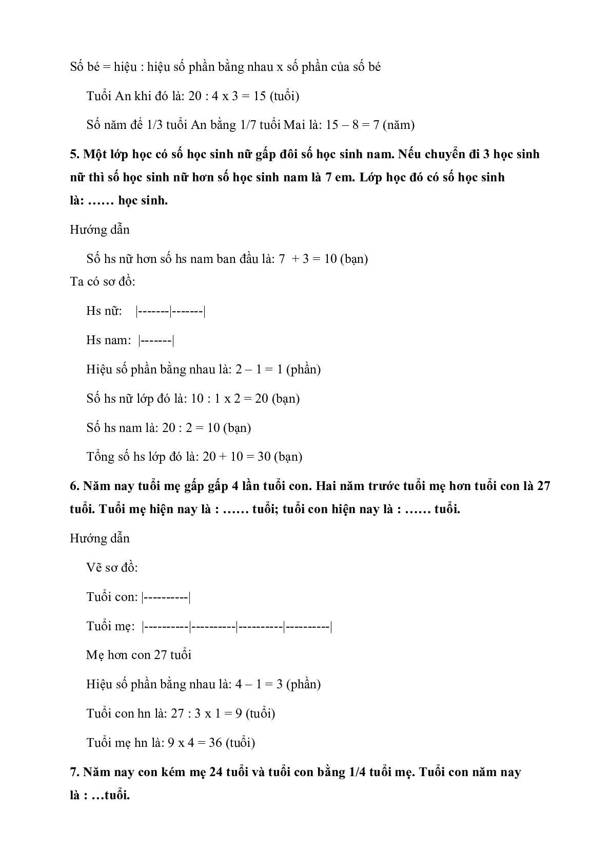 60 Bài tập về Tìm hai số khi biết hiệu và tí số của hai số đó (có đáp án năm 2024) - Toán lớp 4 (trang 6)