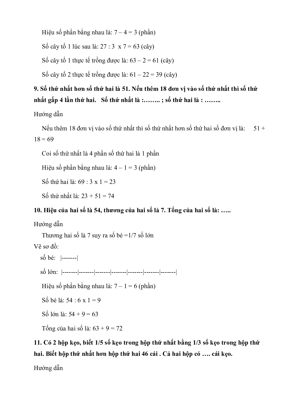 60 Bài tập về Tìm hai số khi biết hiệu và tí số của hai số đó (có đáp án năm 2024) - Toán lớp 4 (trang 8)