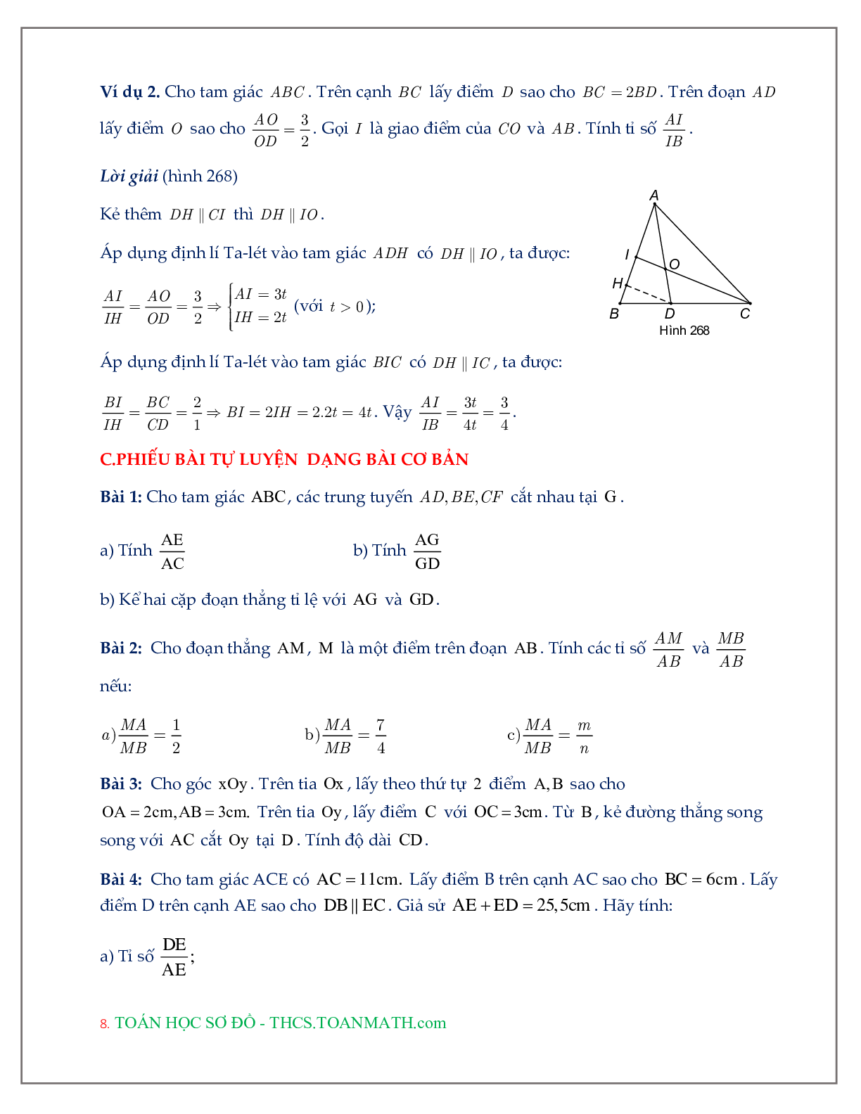 60 Bài tập về Định lí Ta-let trong tam giác (có đáp án năm 2023) - Toán 8 (trang 8)