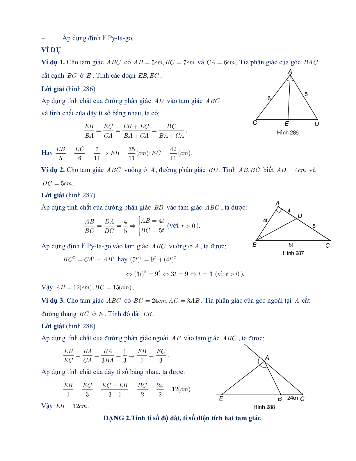 60 Bài tập về Tính chất đường phân giác của tam giác (có đáp án năm 2023) - Toán 8 (trang 2)