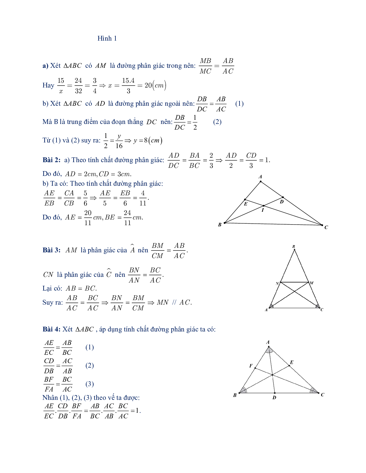 60 Bài tập về Tính chất đường phân giác của tam giác (có đáp án năm 2023) - Toán 8 (trang 6)