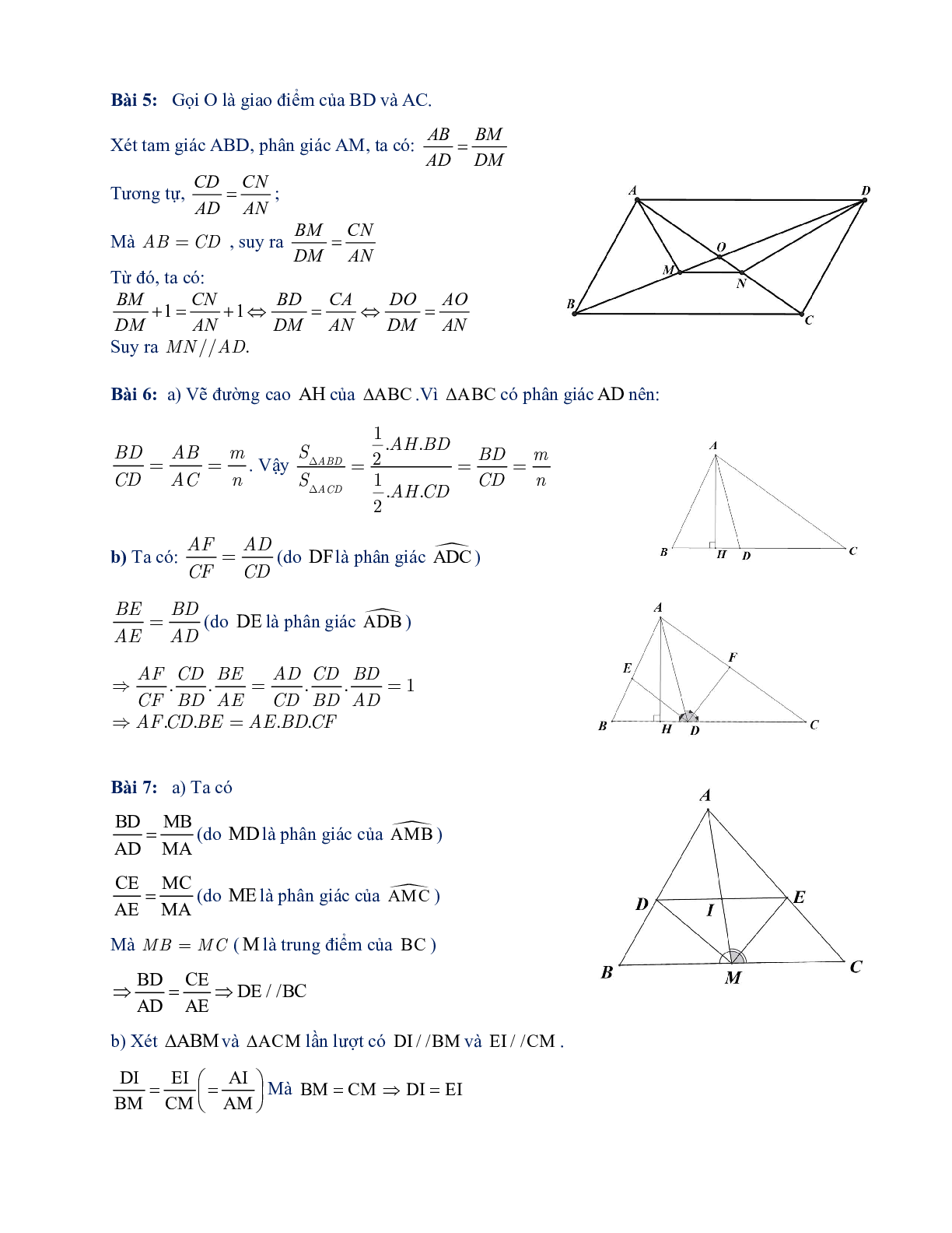 60 Bài tập về Tính chất đường phân giác của tam giác (có đáp án năm 2023) - Toán 8 (trang 7)