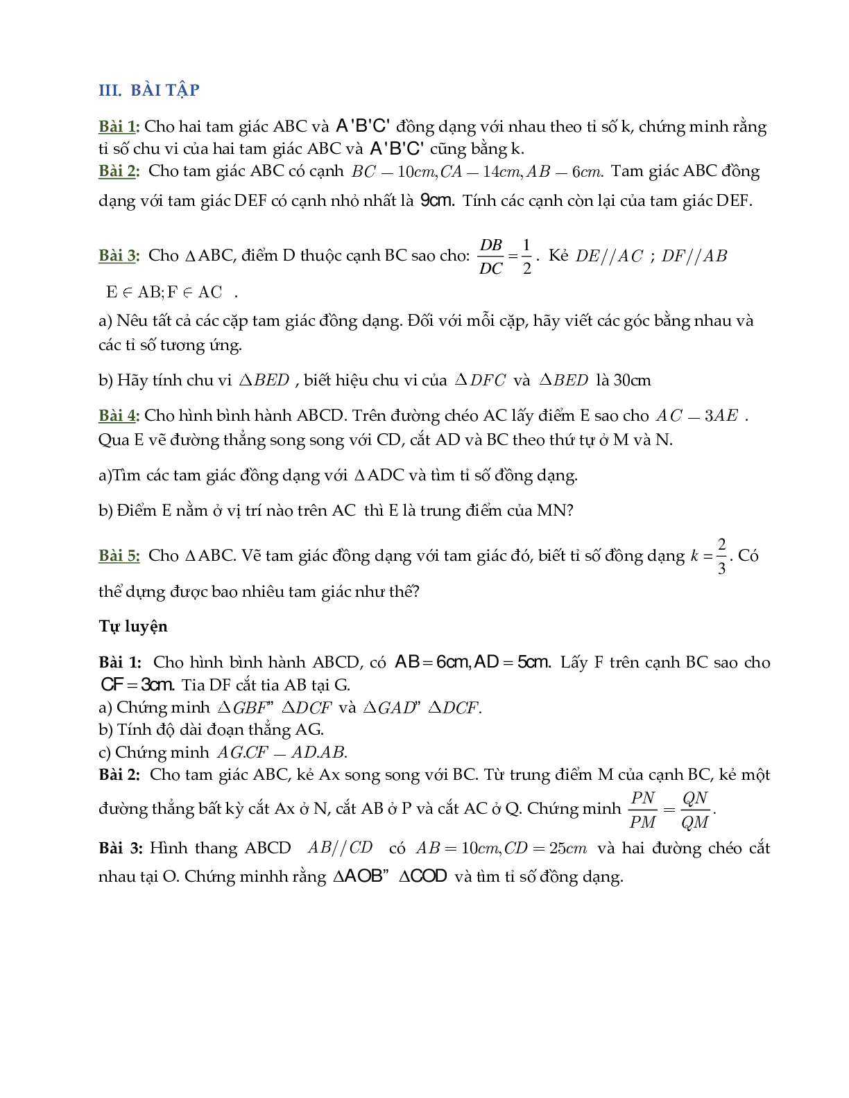 60 Bài tập về Khái niệm tam giác đồng dạng (có đáp án năm 2024) - Toán 8 (trang 8)