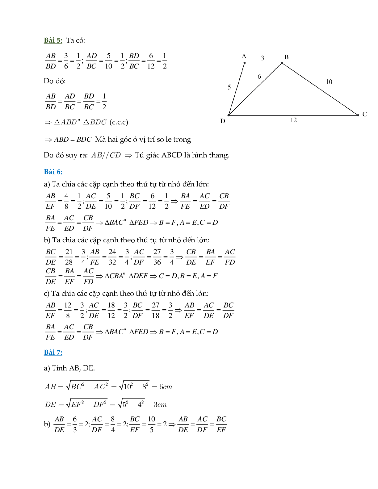 60 Bài tập về trường hợp đồng dạng thứ nhất trong tam giác (có đáp án năm 2024) - Toán 8 (trang 8)