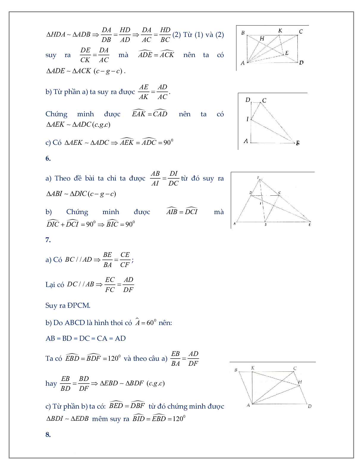50 Bài tập về trường hợp đồng dạng thứ hai trong tam giác (có đáp án năm 2024) - Toán 8 (trang 3)
