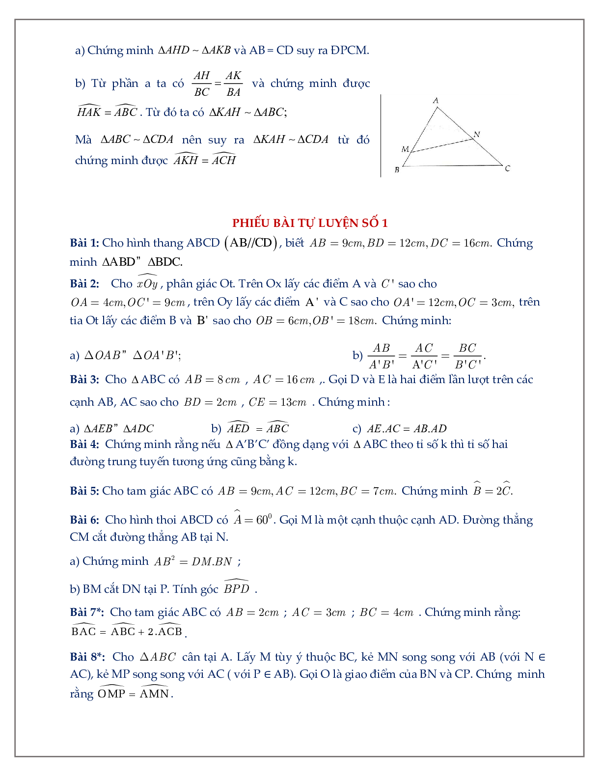 50 Bài tập về trường hợp đồng dạng thứ hai trong tam giác (có đáp án năm 2024) - Toán 8 (trang 4)