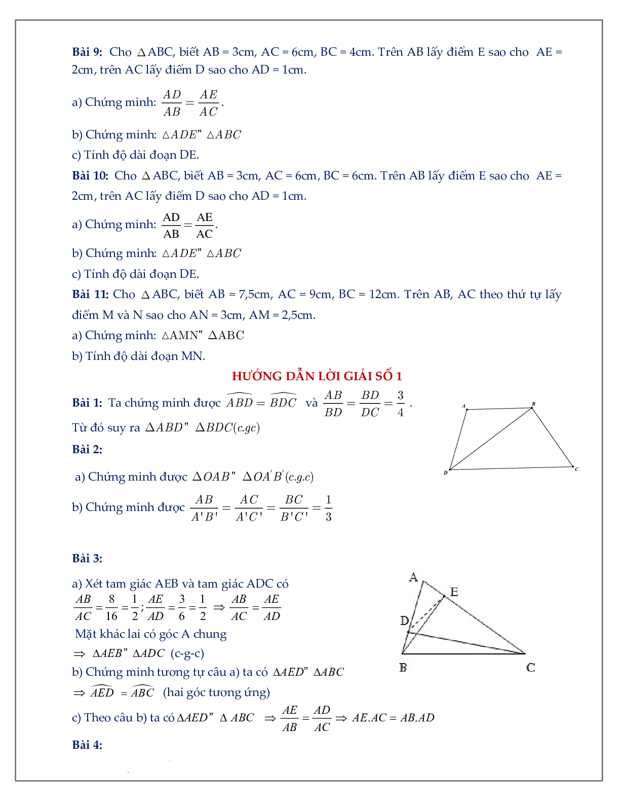 50 Bài tập về trường hợp đồng dạng thứ hai trong tam giác (có đáp án năm 2024) - Toán 8 (trang 5)