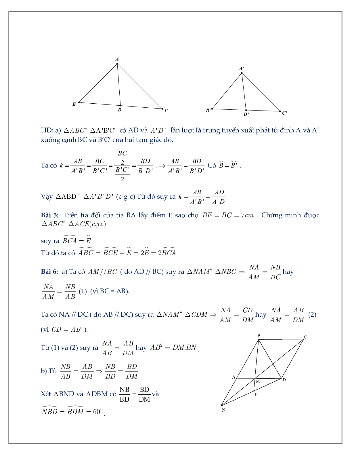 50 Bài tập về trường hợp đồng dạng thứ hai trong tam giác (có đáp án năm 2024) - Toán 8 (trang 6)
