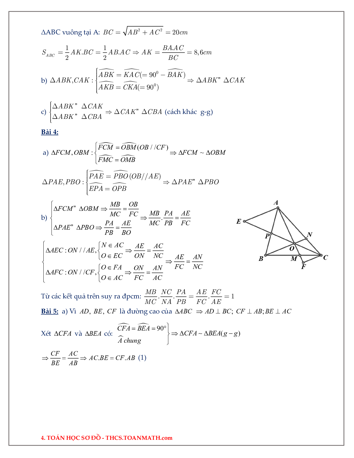 60 Bài tập về trường hợp đồng dạng thứ ba trong tam giác (có đáp án năm 2024) - Toán 8 (trang 4)