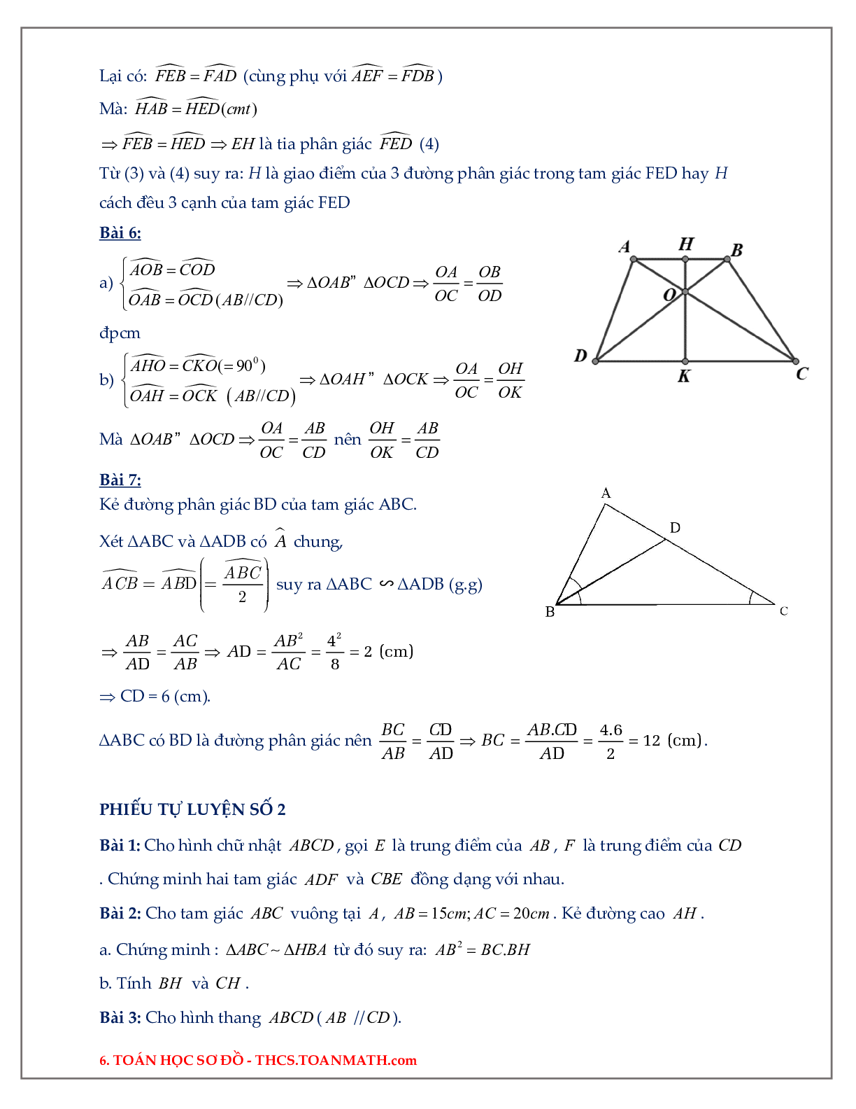 60 Bài tập về trường hợp đồng dạng thứ ba trong tam giác (có đáp án năm 2024) - Toán 8 (trang 6)
