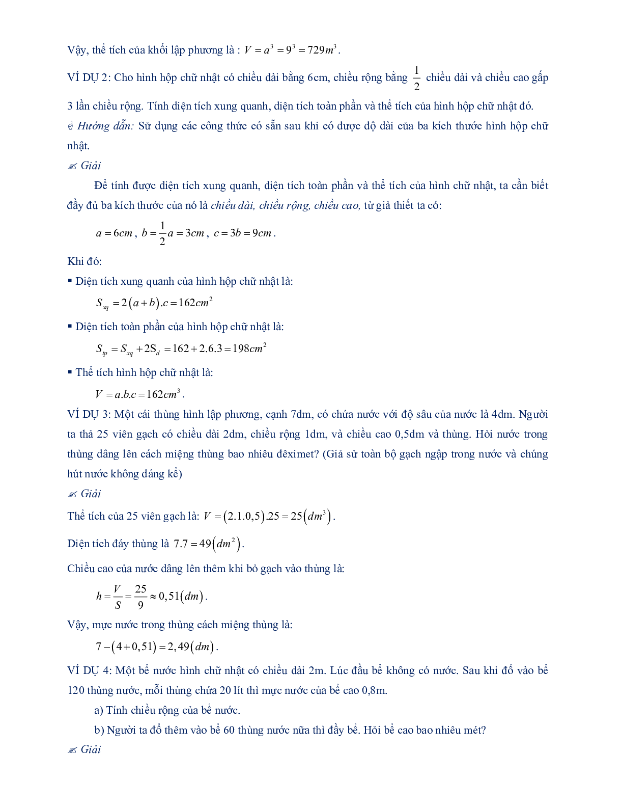 60 Bài tập về thể tích của hình hộp chữ nhật (có đáp án năm 2024) - Toán 8 (trang 7)