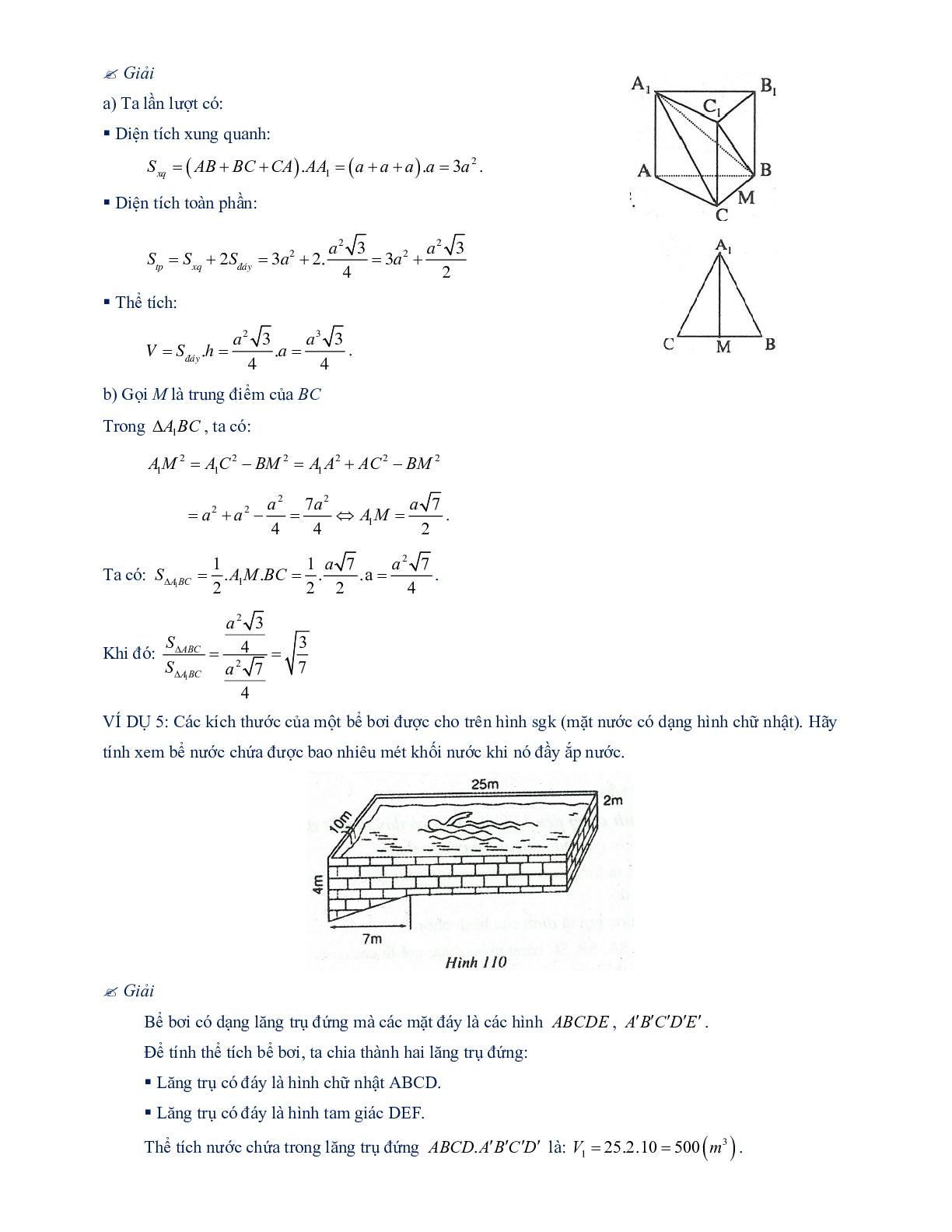 60 Bài tập về diện tích xung quanh của hình lăng trụ. Thể tích của hình lăng trụ (có đáp án năm 2024) (trang 4)