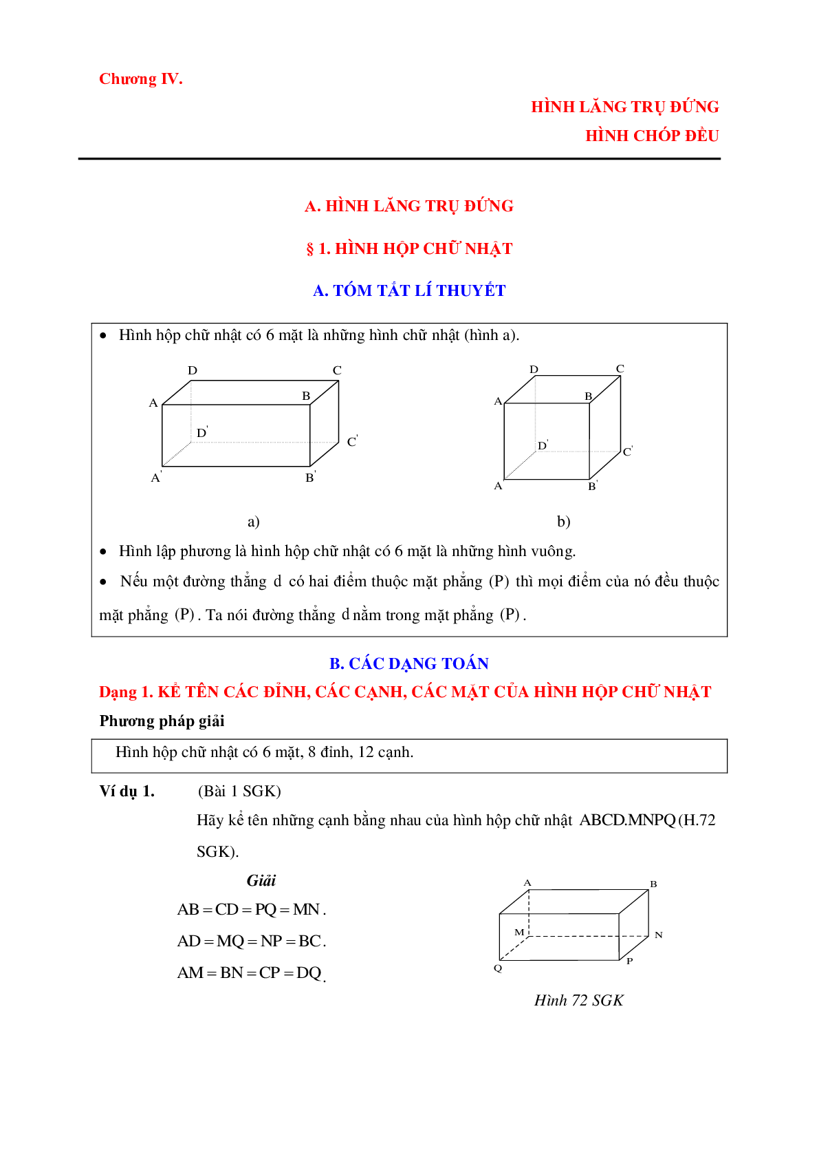 300 Bài tập Toán 8 chương 4: Hình lăng trụ đứng. Hình chóp đều (có đáp án năm 2024) (trang 1)