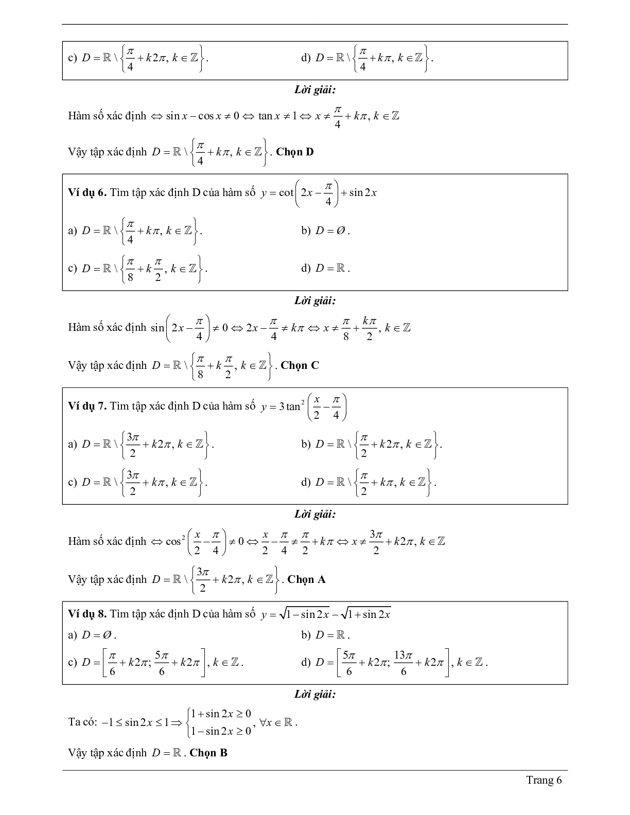 150 Bài tập về hàm số lượng giác (có đáp án năm 2024) - Toán 11 (trang 6)