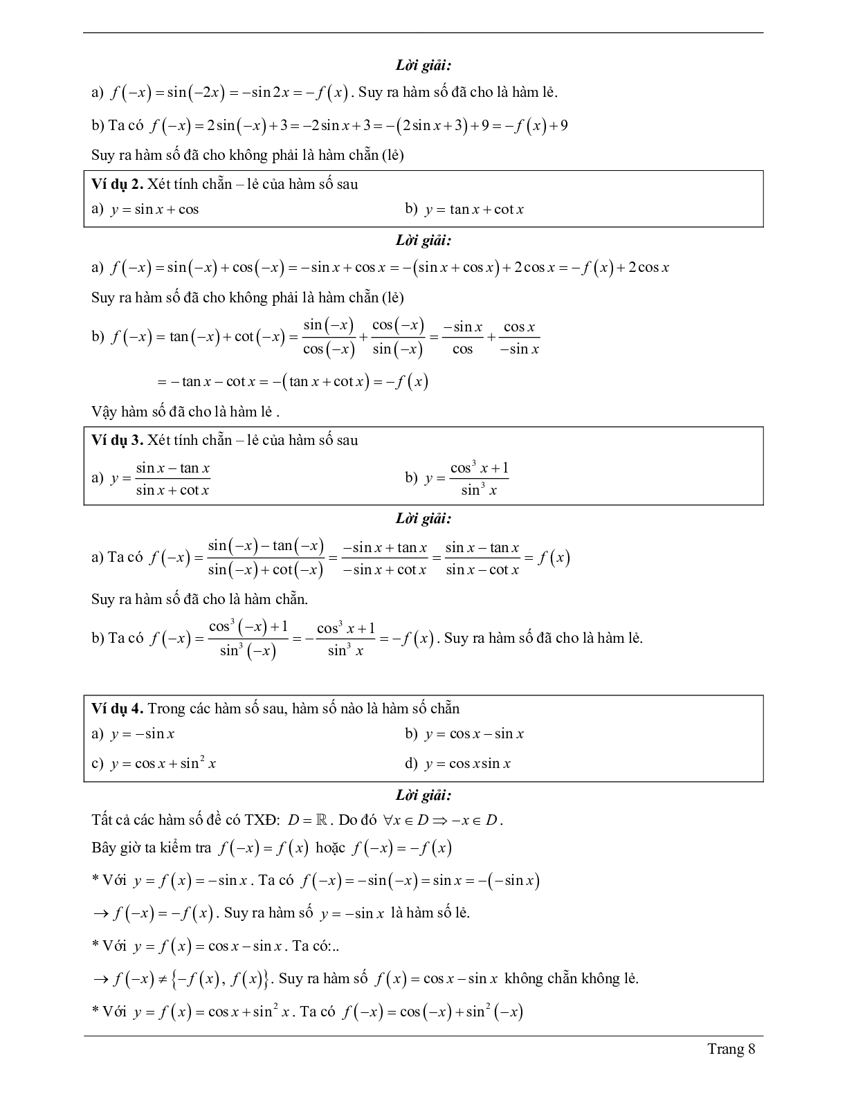 150 Bài tập về hàm số lượng giác (có đáp án năm 2024) - Toán 11 (trang 8)