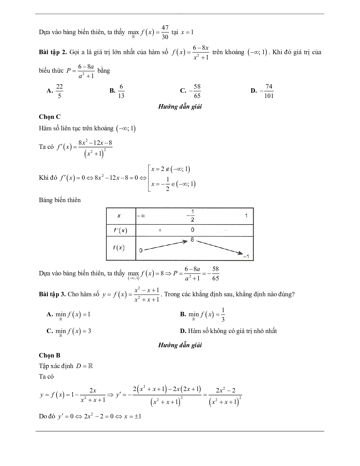 60 Bài tập về Giá trị lớn nhất và giá trị nhỏ nhất của hàm số (có đáp án năm 2024) - Toán 12 (trang 3)