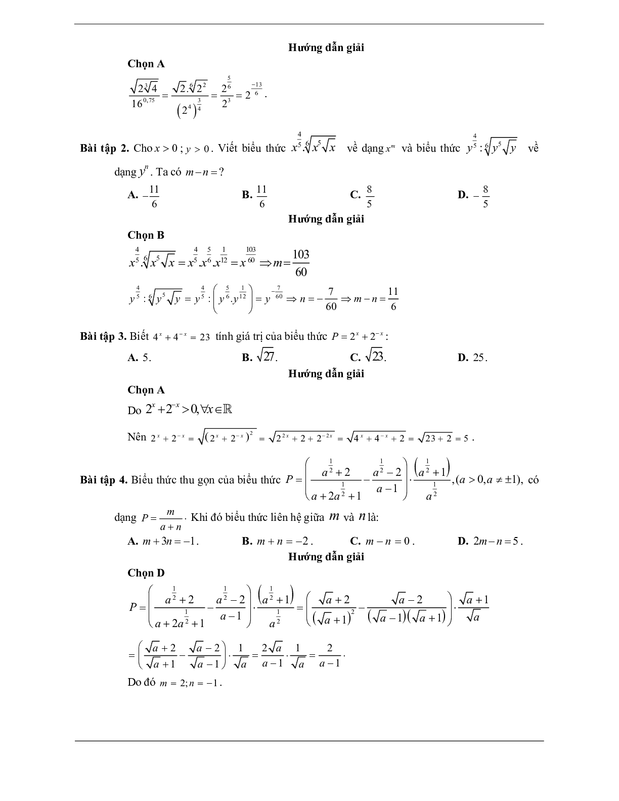 60 Bài tập về Hàm số lũy thừa (có đáp án năm 2024) - Toán 12 (trang 3)
