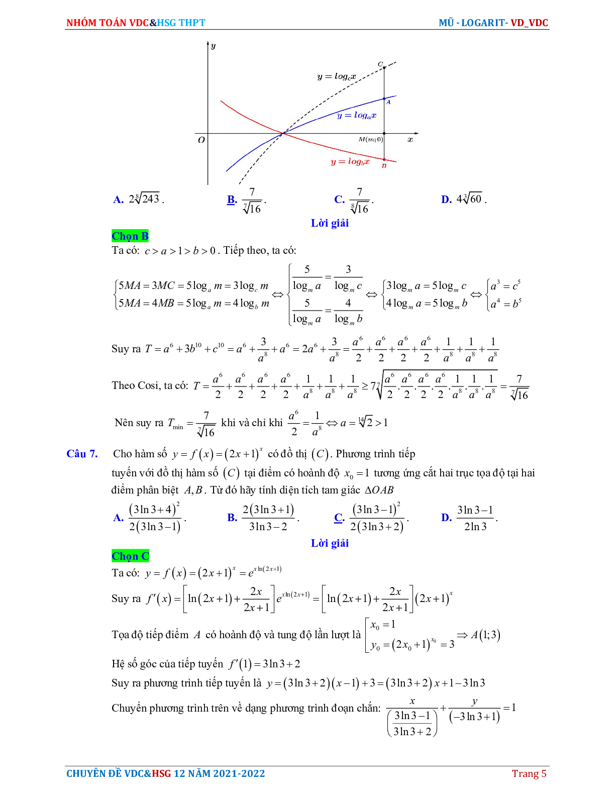 60 Bài tập về Hàm số mũ, Hàm số logarit (2024) có đáp án - Toán 12 (trang 5)