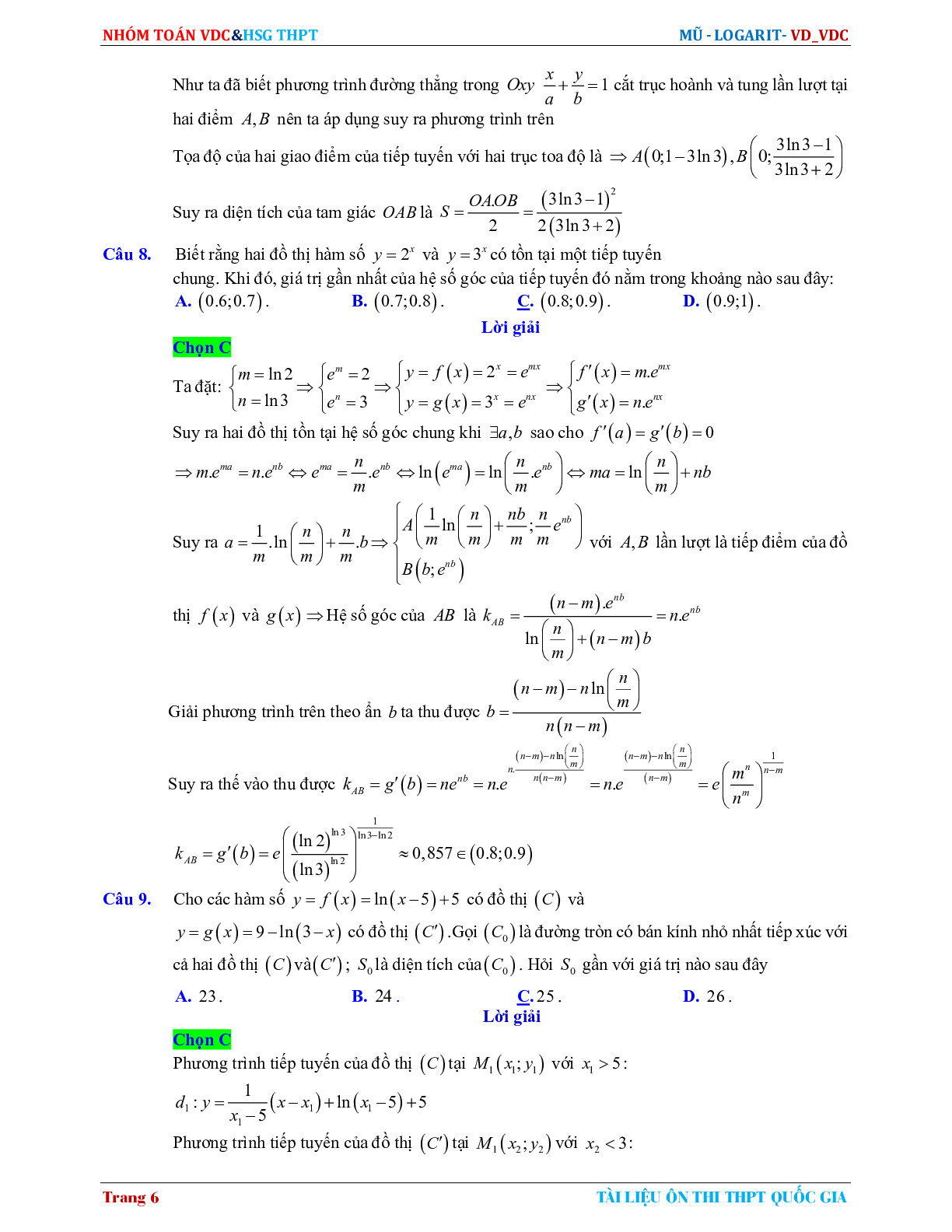 60 Bài tập về Hàm số mũ, Hàm số logarit (2024) có đáp án - Toán 12 (trang 6)