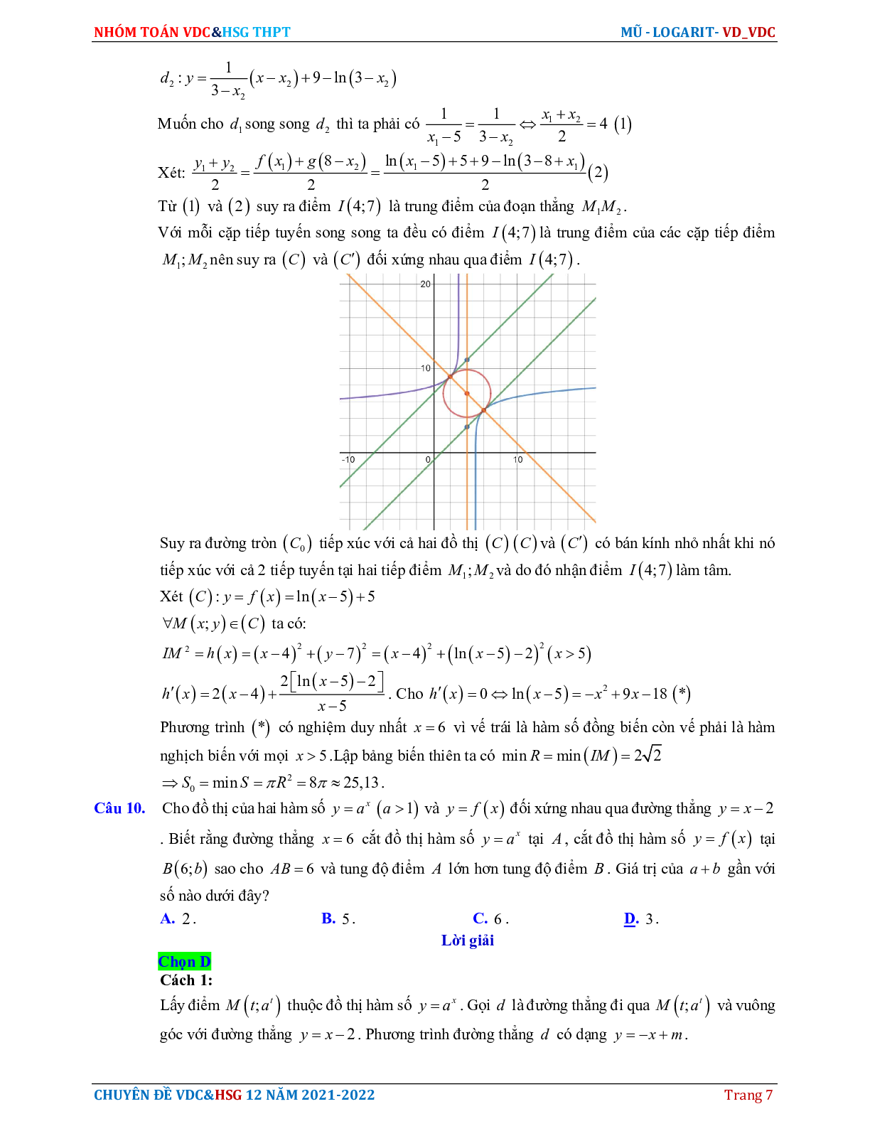 60 Bài tập về Hàm số mũ, Hàm số logarit (2024) có đáp án - Toán 12 (trang 7)