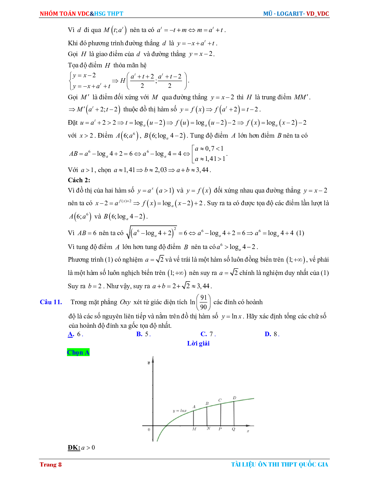 60 Bài tập về Hàm số mũ, Hàm số logarit (2024) có đáp án - Toán 12 (trang 8)