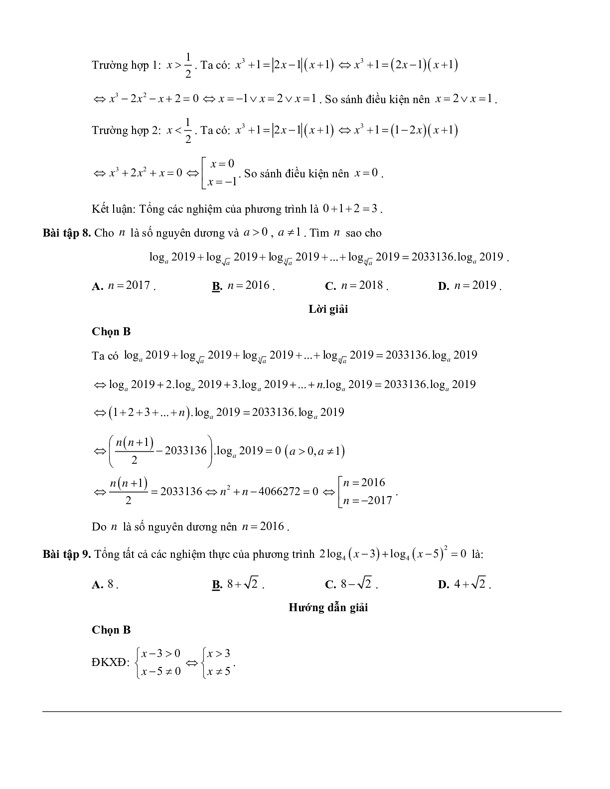60 Bài tập về Phương trình mũ và phương trình logarit (có đáp án năm 2024) (trang 6)