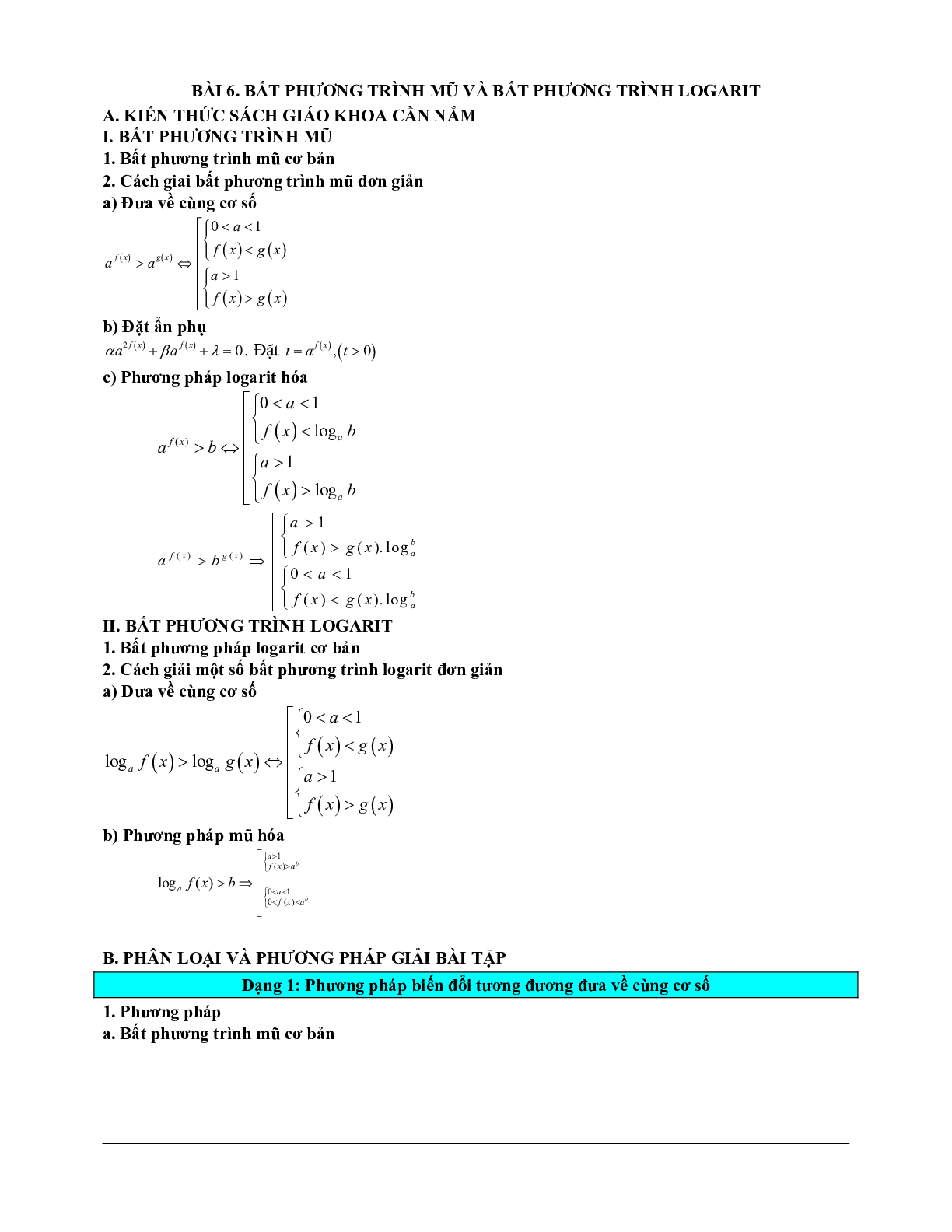 60 Bài tập về Bất phương trình mũ và bất phương trình logarit (2024) có đáp án - Toán 12 (trang 1)