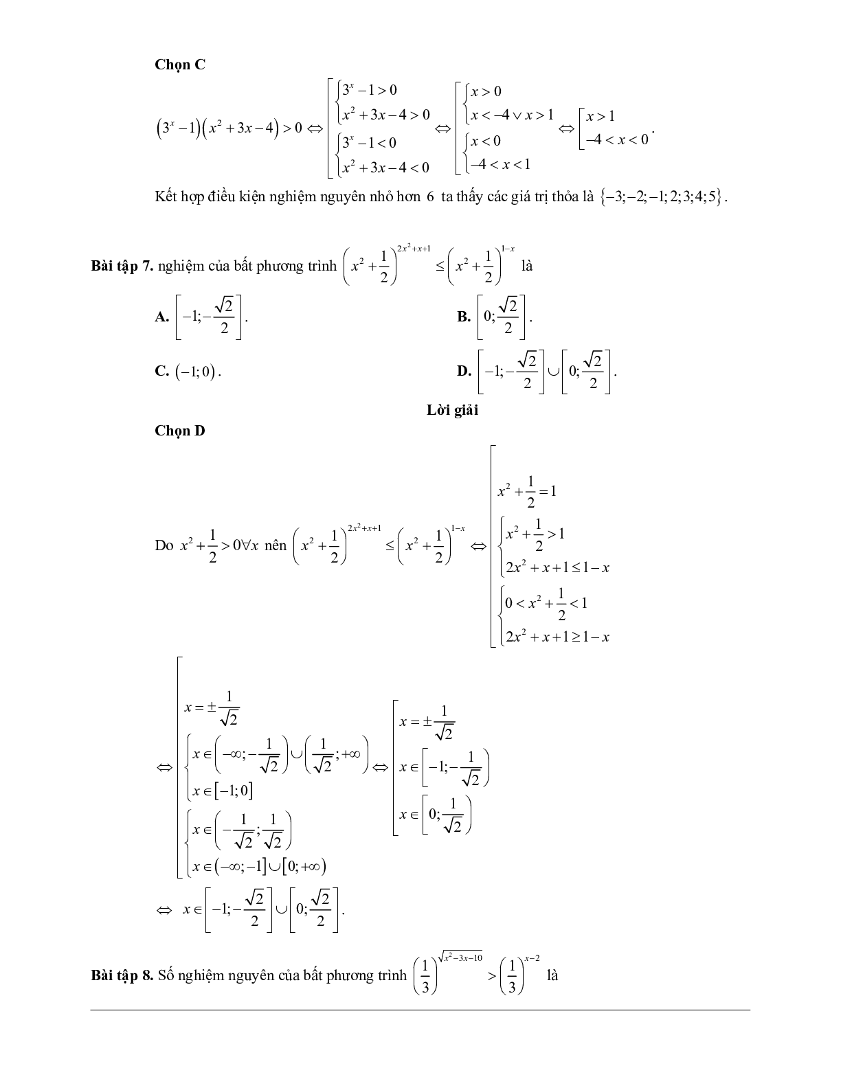 60 Bài tập về Bất phương trình mũ và bất phương trình logarit (2024) có đáp án - Toán 12 (trang 5)
