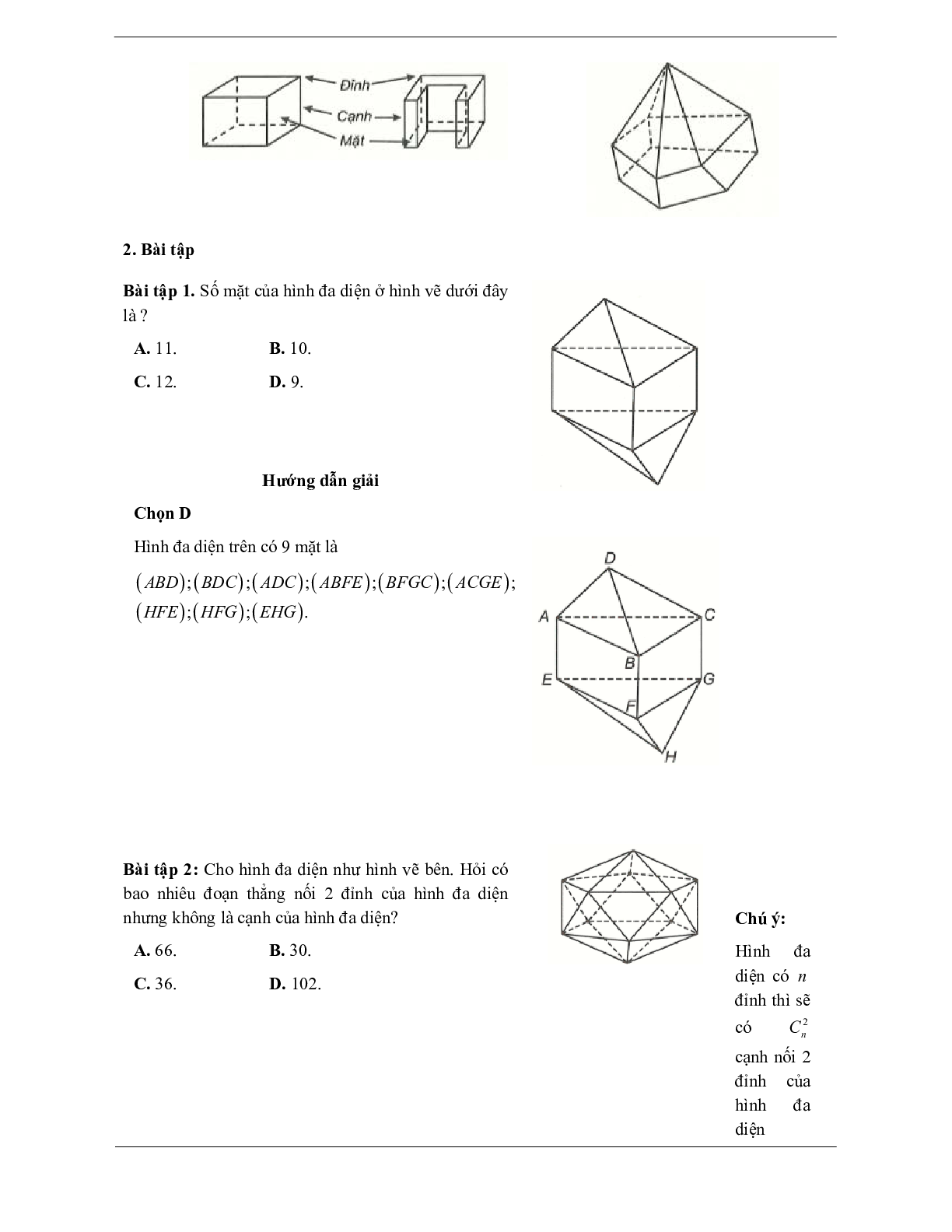 60 Bài tập khái niệm về khối đa diện ( có đáp án năm 2024 ) - Toán 12 (trang 7)