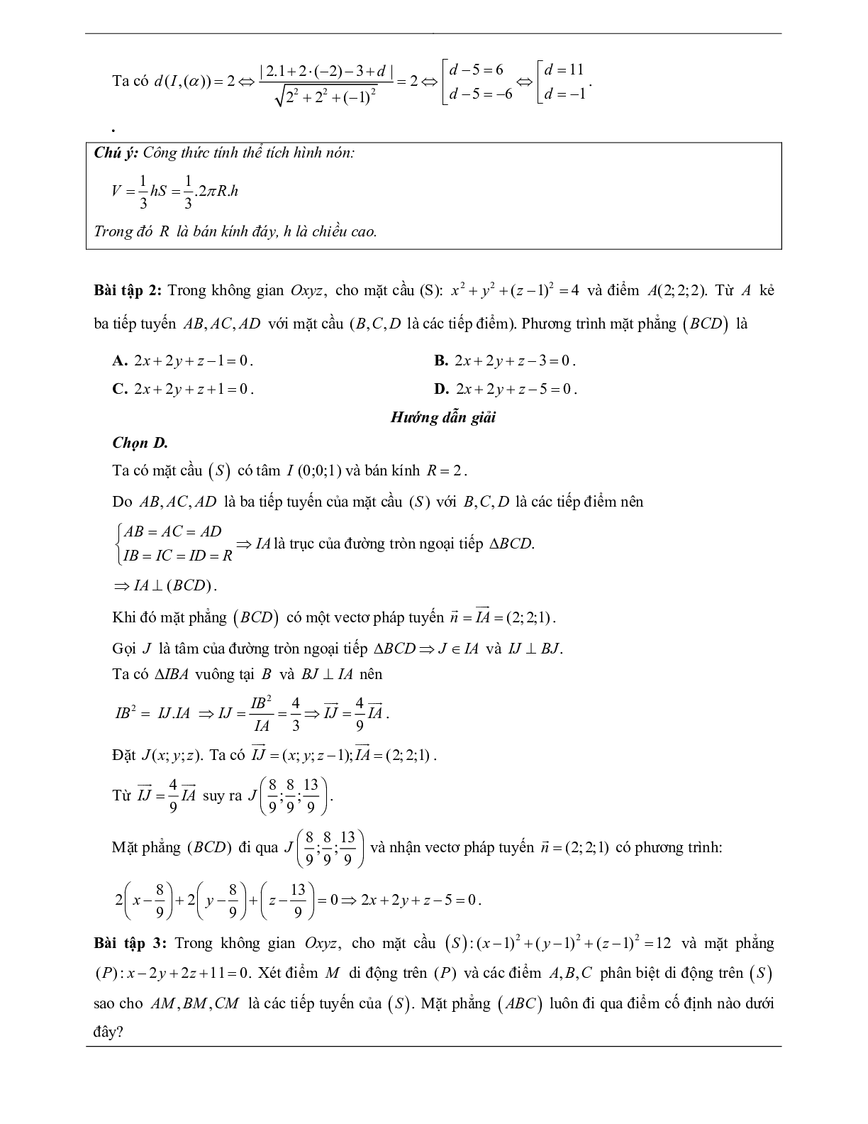 60 Bài tập về phương trình mặt phẳng (có đáp án năm 2024) - Toán 12 (trang 8)