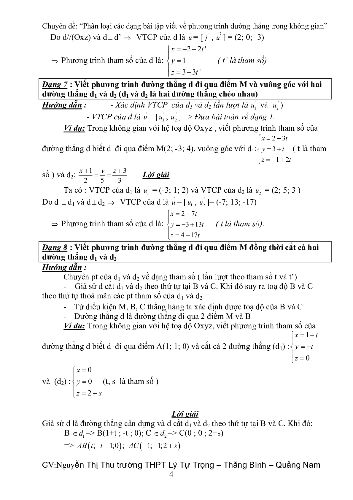 60 Bài tập về phương trình đường thẳng trong không gian (có đáp án năm 2024) - Toán 12 (trang 4)