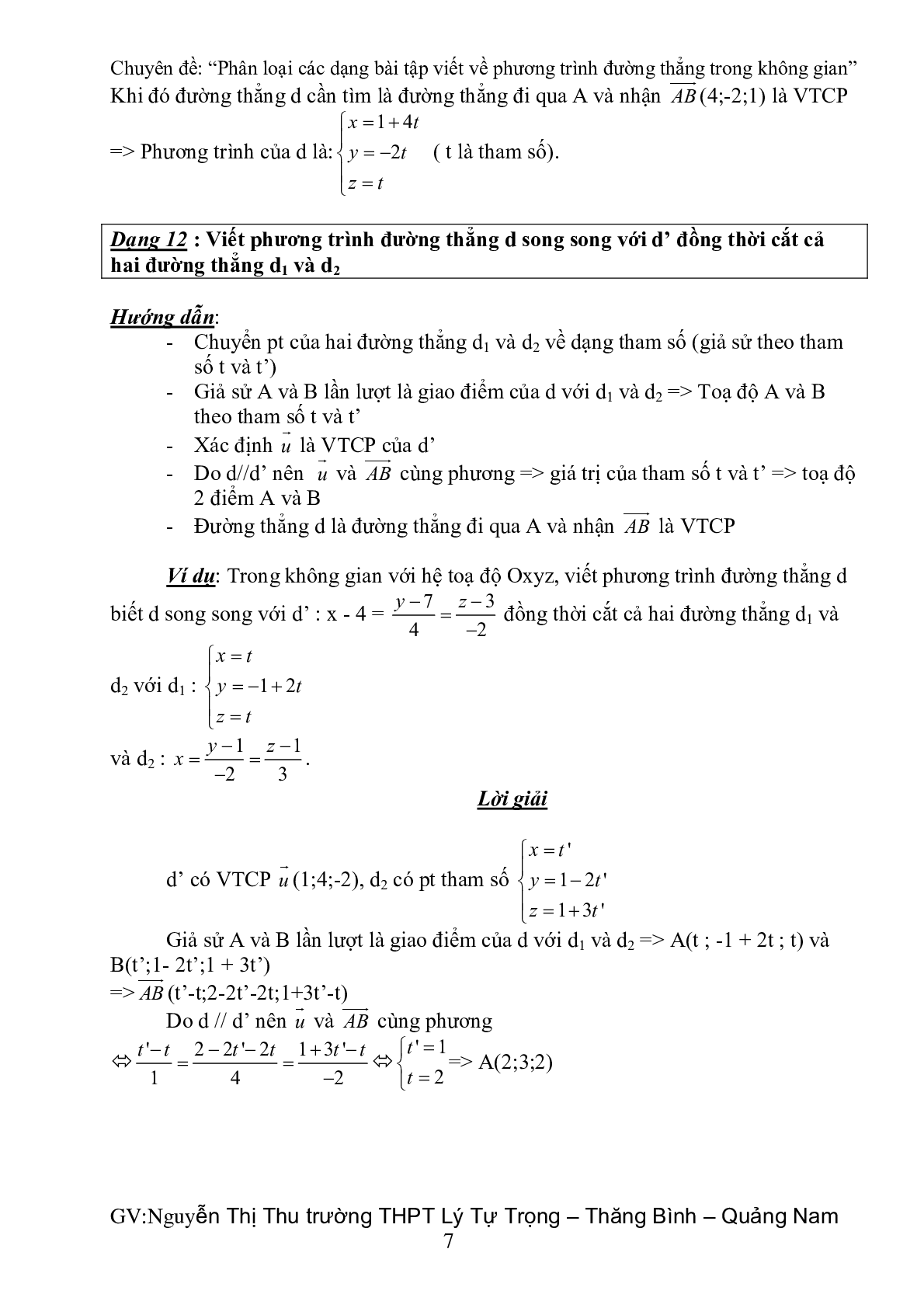 60 Bài tập về phương trình đường thẳng trong không gian (có đáp án năm 2024) - Toán 12 (trang 7)