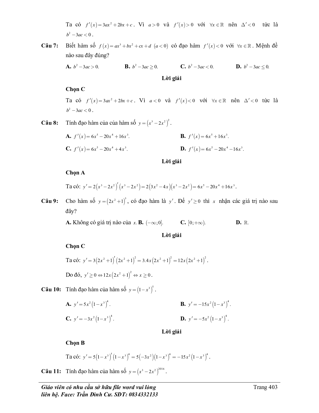 70 Bài tập về quy tắc tính đạo hàm (có đáp án năm 2024) - Toán 11 (trang 5)