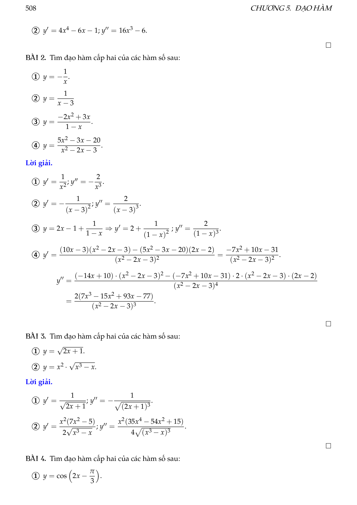 70 Bài tập về đạo hàm cấp hai (có đáp án năm 2024) có đáp án (trang 3)