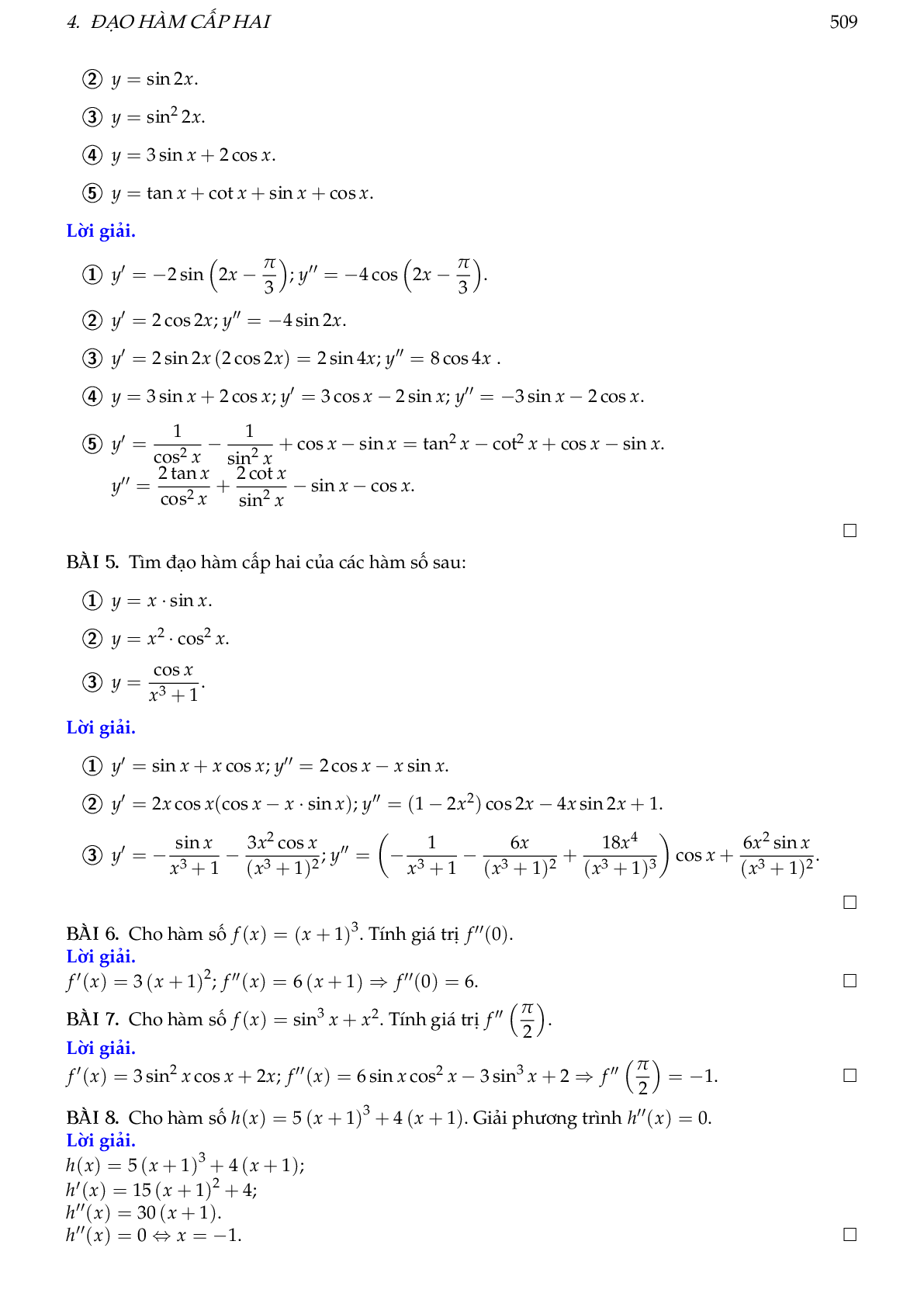 70 Bài tập về đạo hàm cấp hai (có đáp án năm 2024) có đáp án (trang 4)