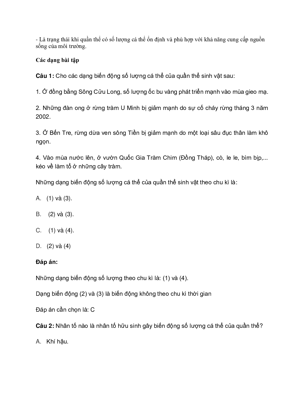 60 bài tập về biến động số lượng cá thể của quần thể sinh vật (2024) có đáp án chi tiết nhất (trang 5)
