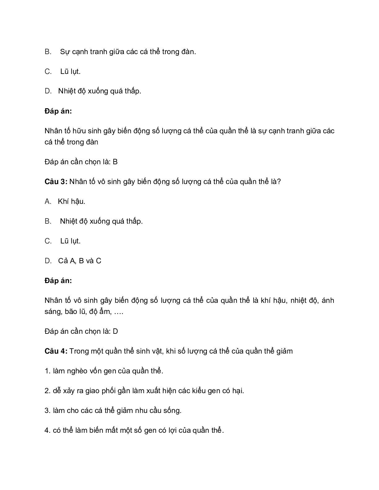 60 bài tập về biến động số lượng cá thể của quần thể sinh vật (2024) có đáp án chi tiết nhất (trang 6)