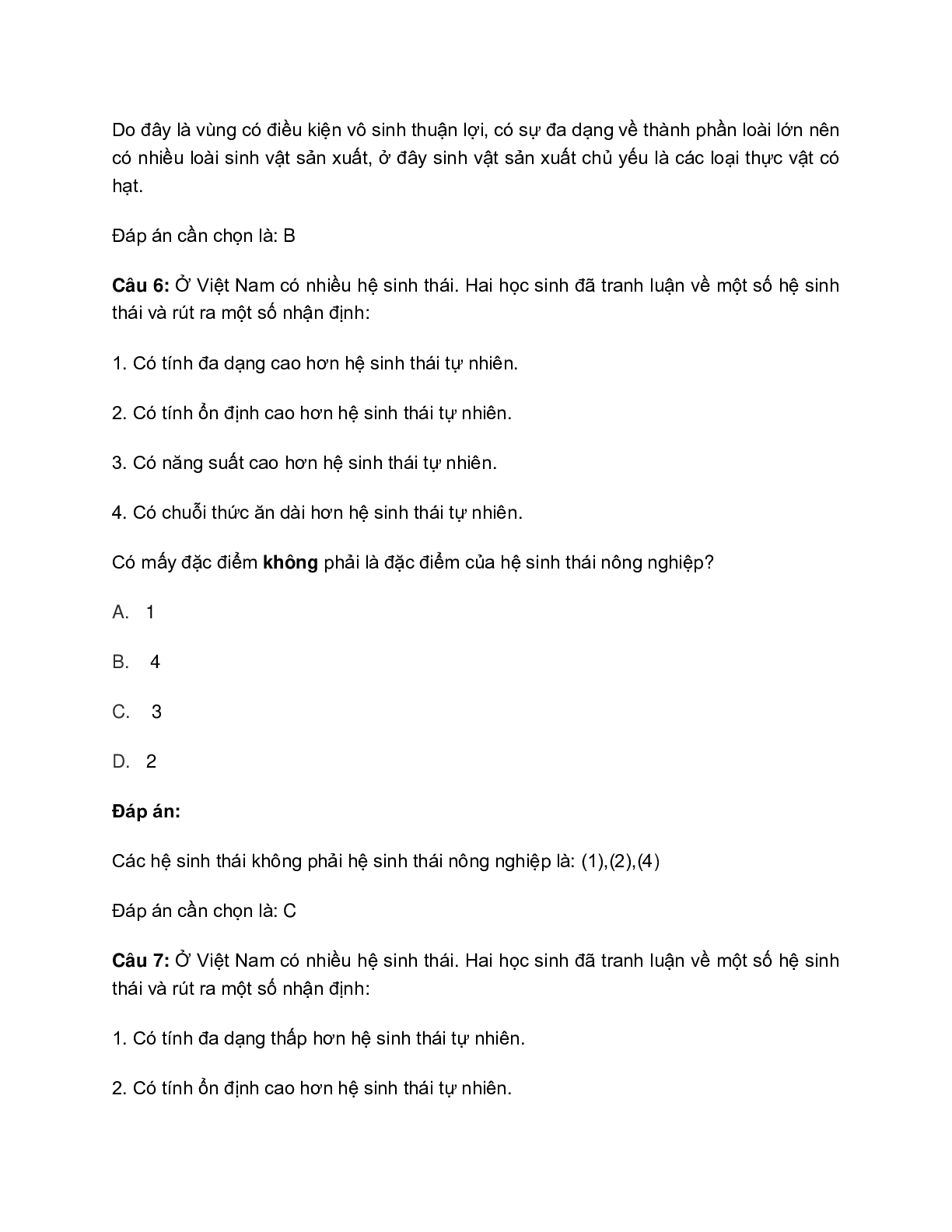 40 bài tập về trao đổi vật chất trong hệ sinh thái (2024) có đáp án chi tiết nhất (trang 7)