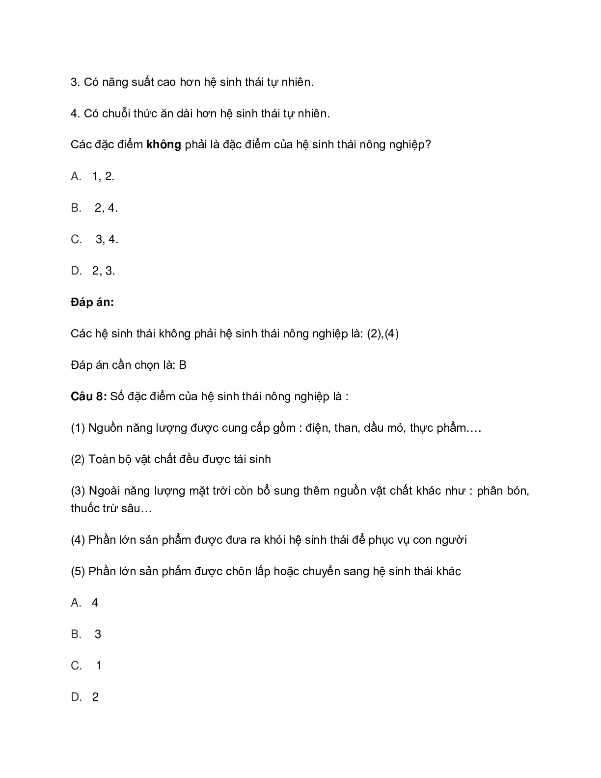 40 bài tập về trao đổi vật chất trong hệ sinh thái (2024) có đáp án chi tiết nhất (trang 8)