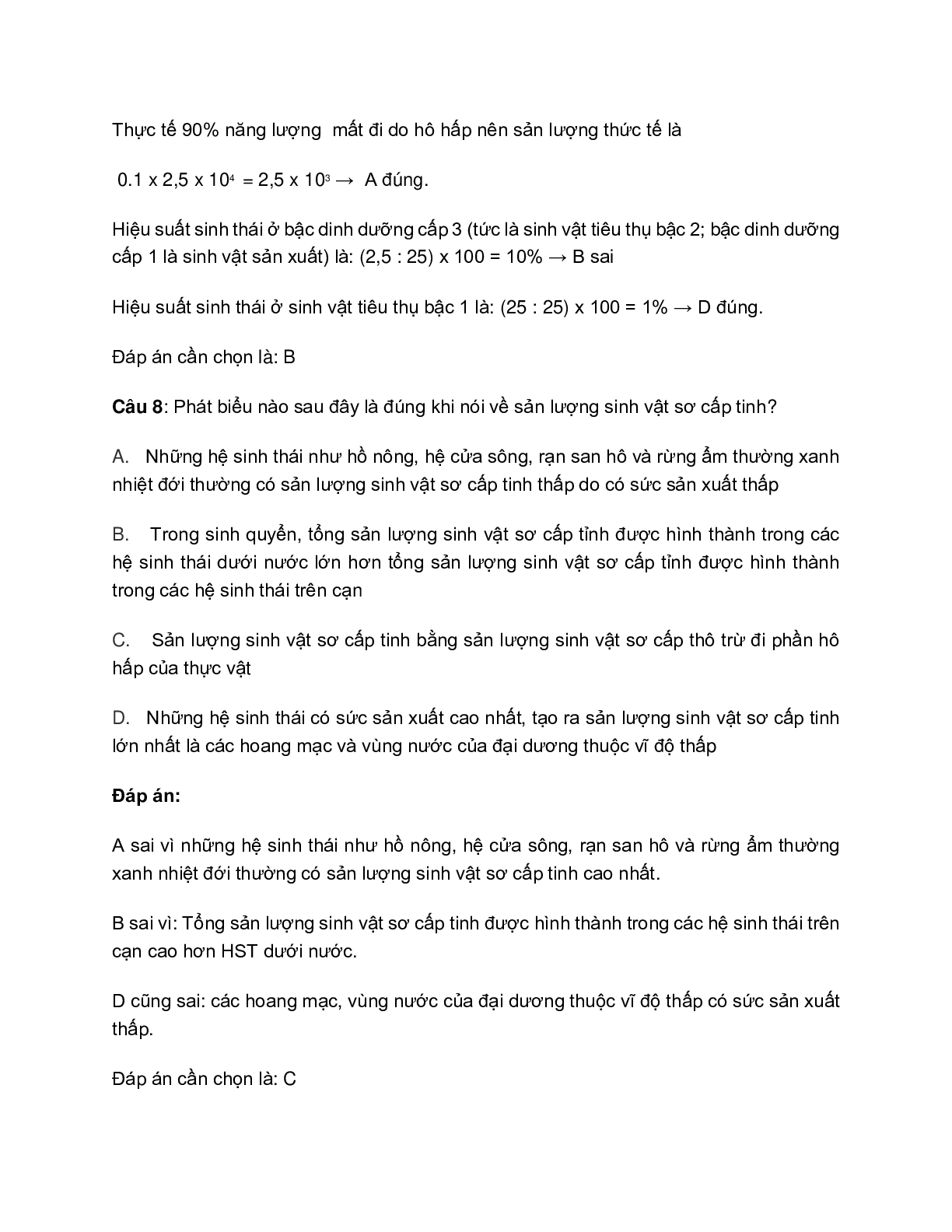 70 bài tập về dòng năng lượng trong hệ sinh thái và hiệu suất sinh thái (2024) có đáp án chi tiết nhất (trang 7)