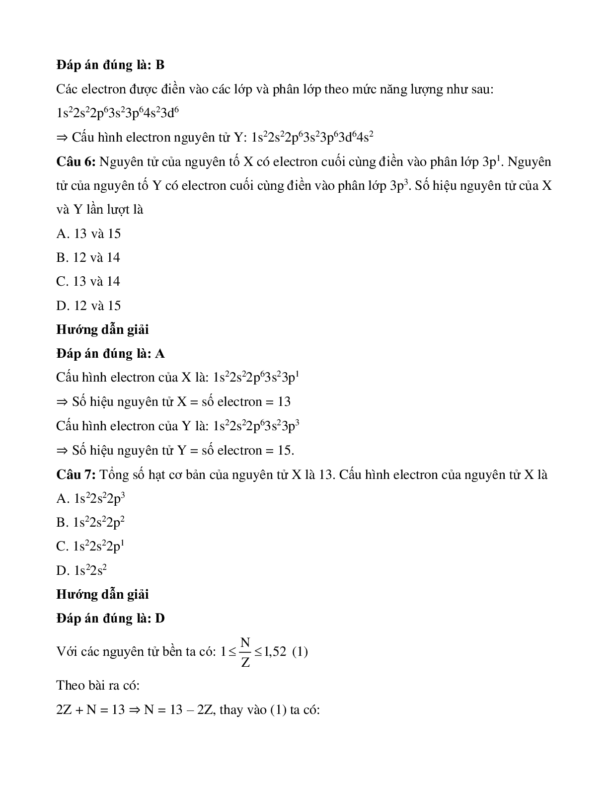 50 Bài tập về cấu trúc lớp vỏ electron nguyên tử (2024) có đáp án chi tiết nhất (trang 7)