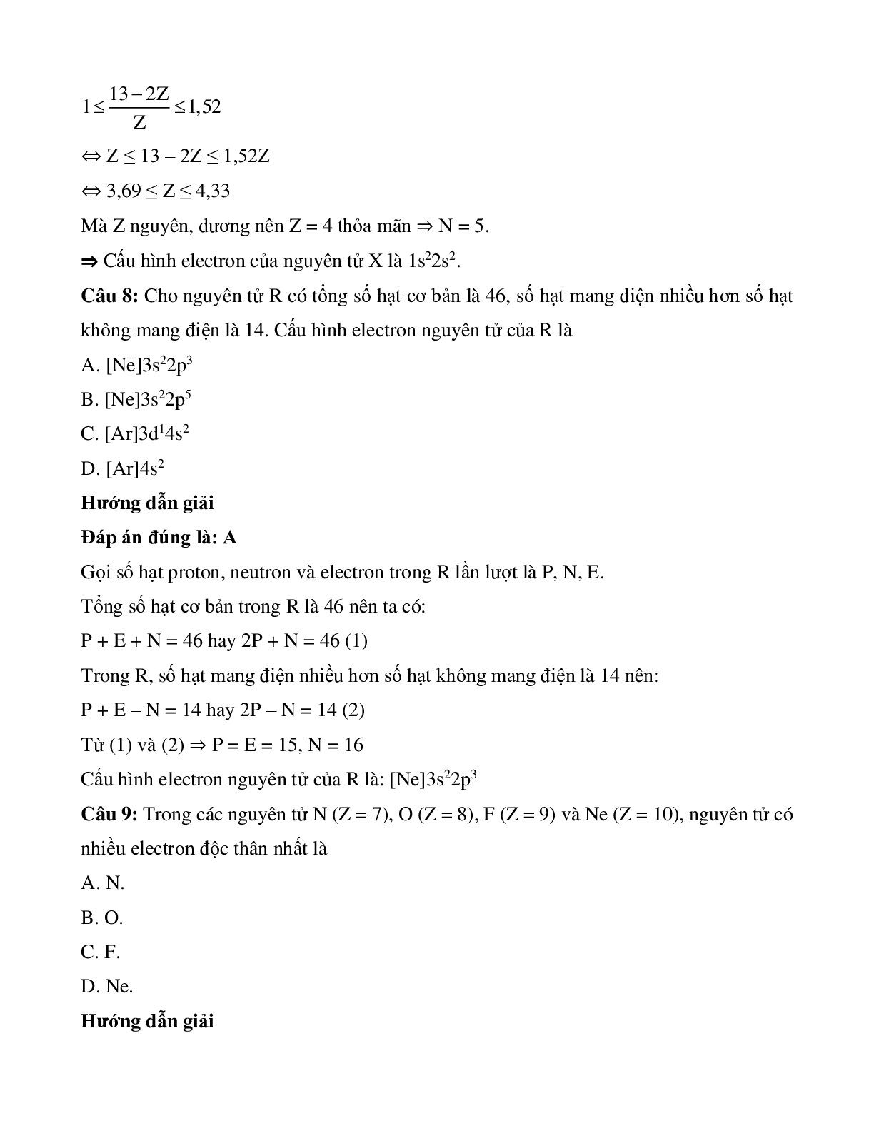 50 Bài tập về cấu trúc lớp vỏ electron nguyên tử (2024) có đáp án chi tiết nhất (trang 8)