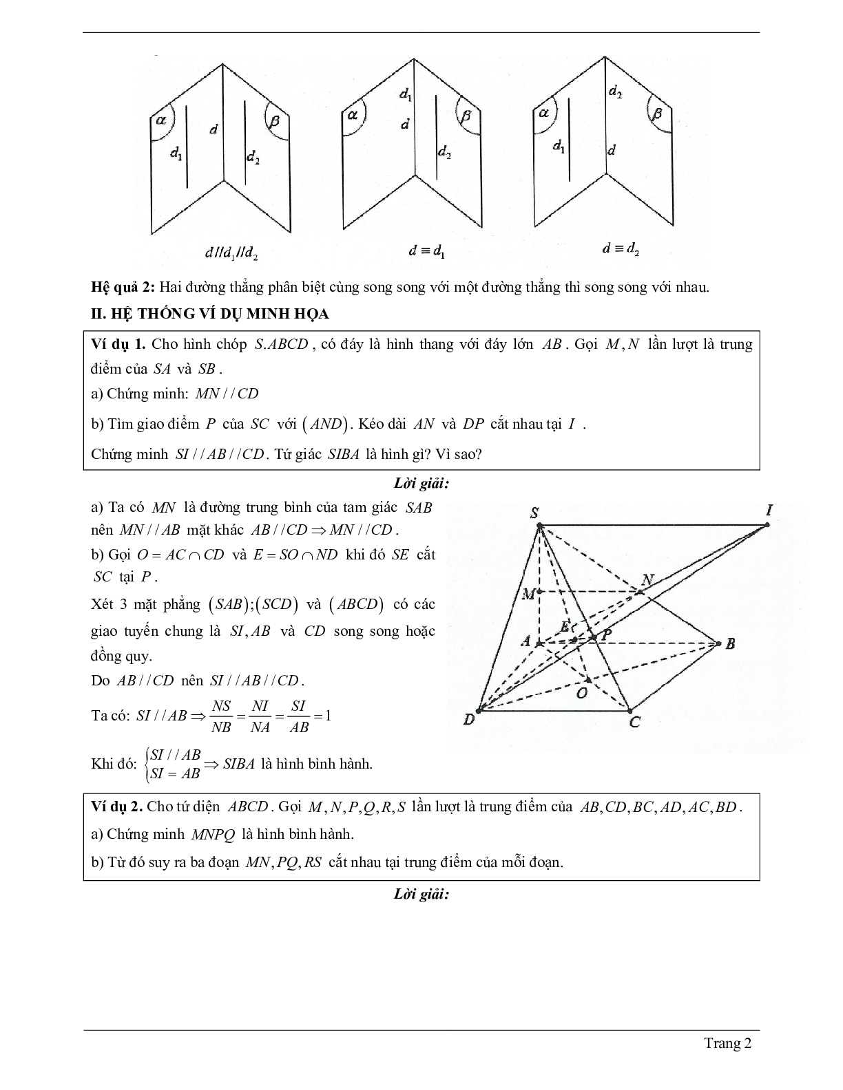 70 Bài tập về hai đường thẳng song song (có đáp án năm 2024) - Toán 11 (trang 2)